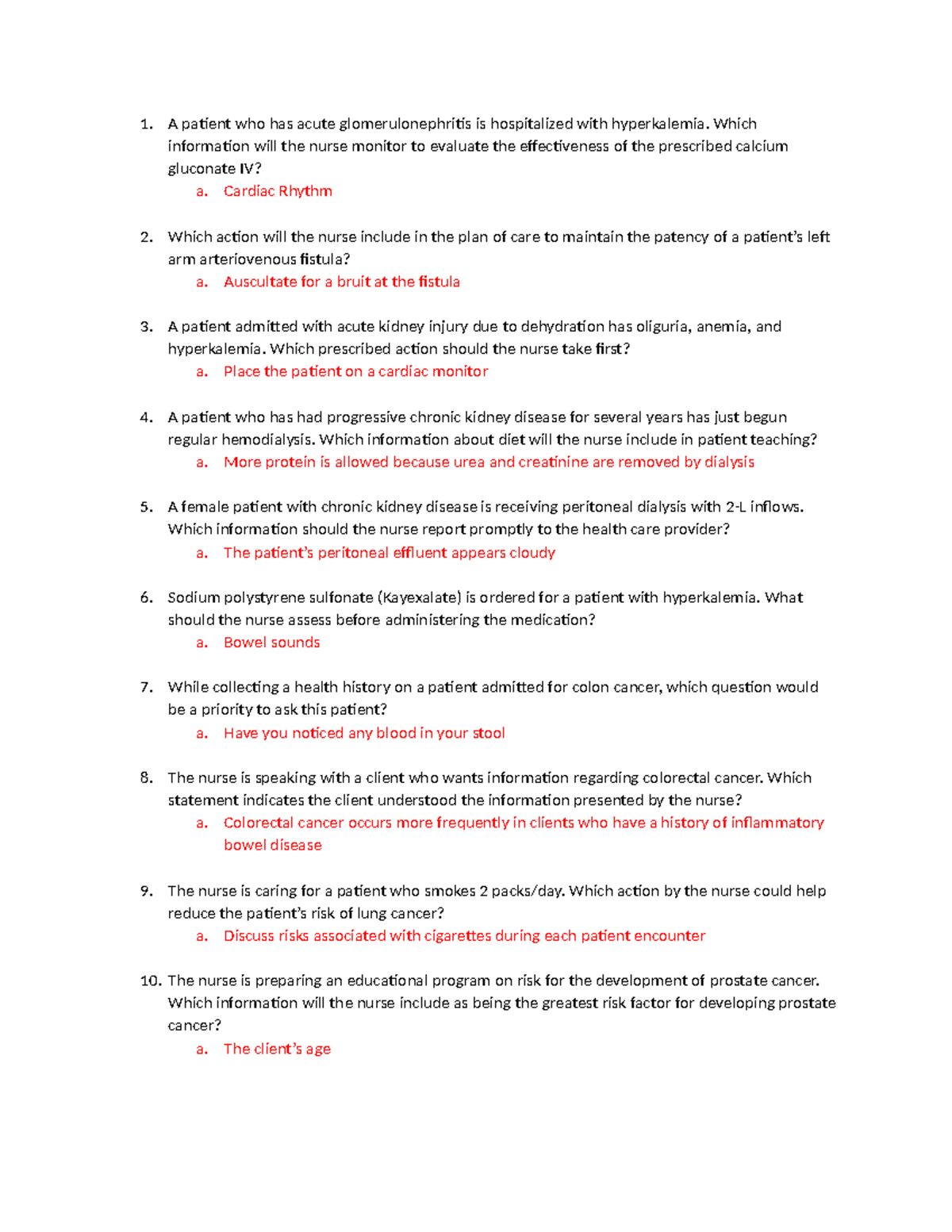 Study guide exam 3 - A patient who has acute glomerulonephritis is ...
