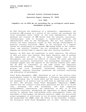 Narrative Report (NSRC) - Santos, Joseph Angelo B. BSLM 1-C National ...