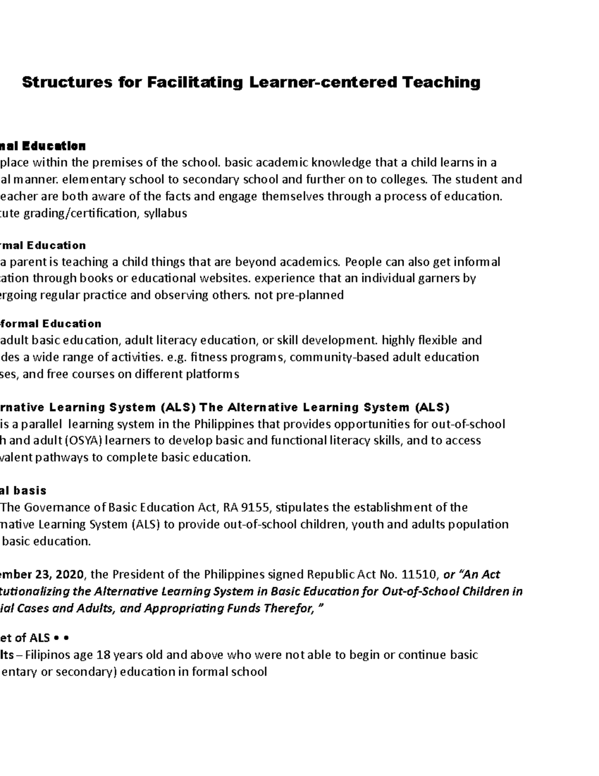 Structures for Facilitating Learner - Structures for Facilitating ...