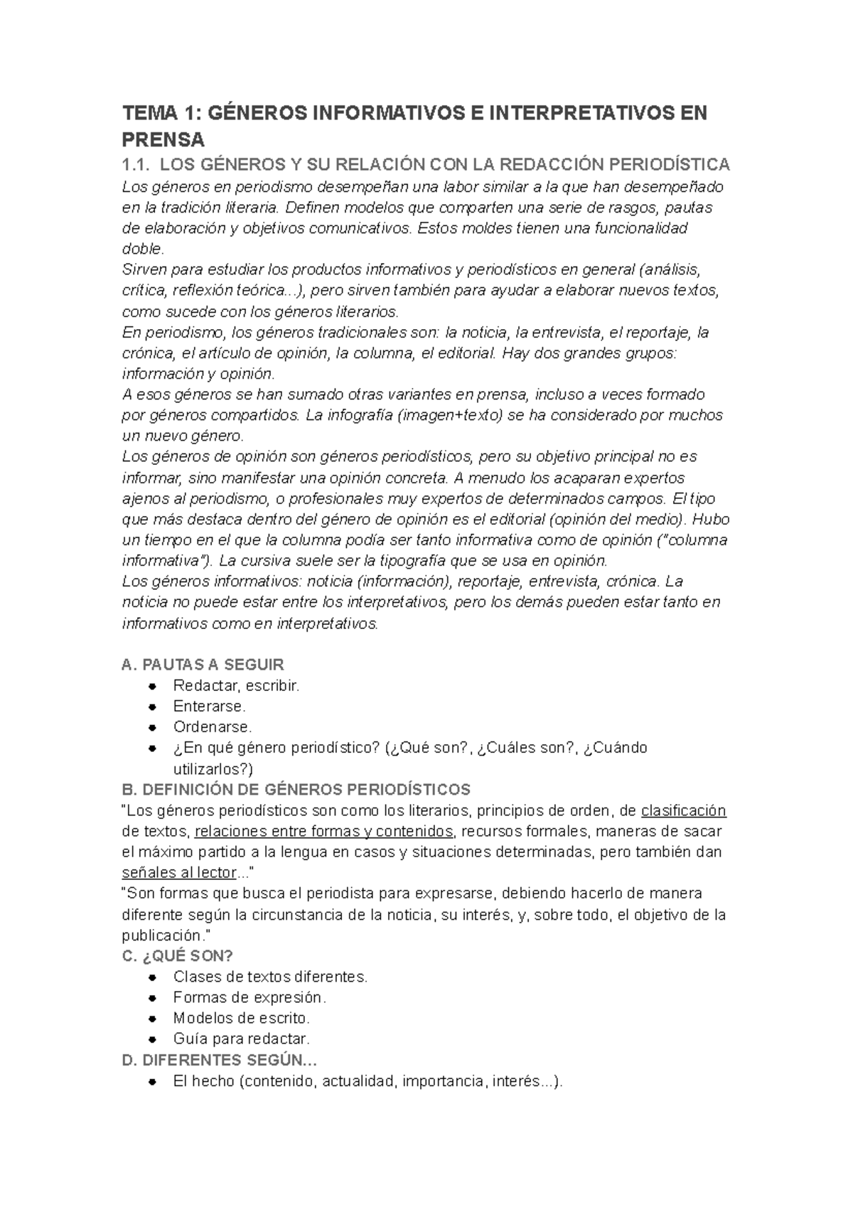 Tema 1 Géneros Apuntes Tema 1 Tema 1 GÉneros Informativos E Interpretativos En Prensa 1 5230