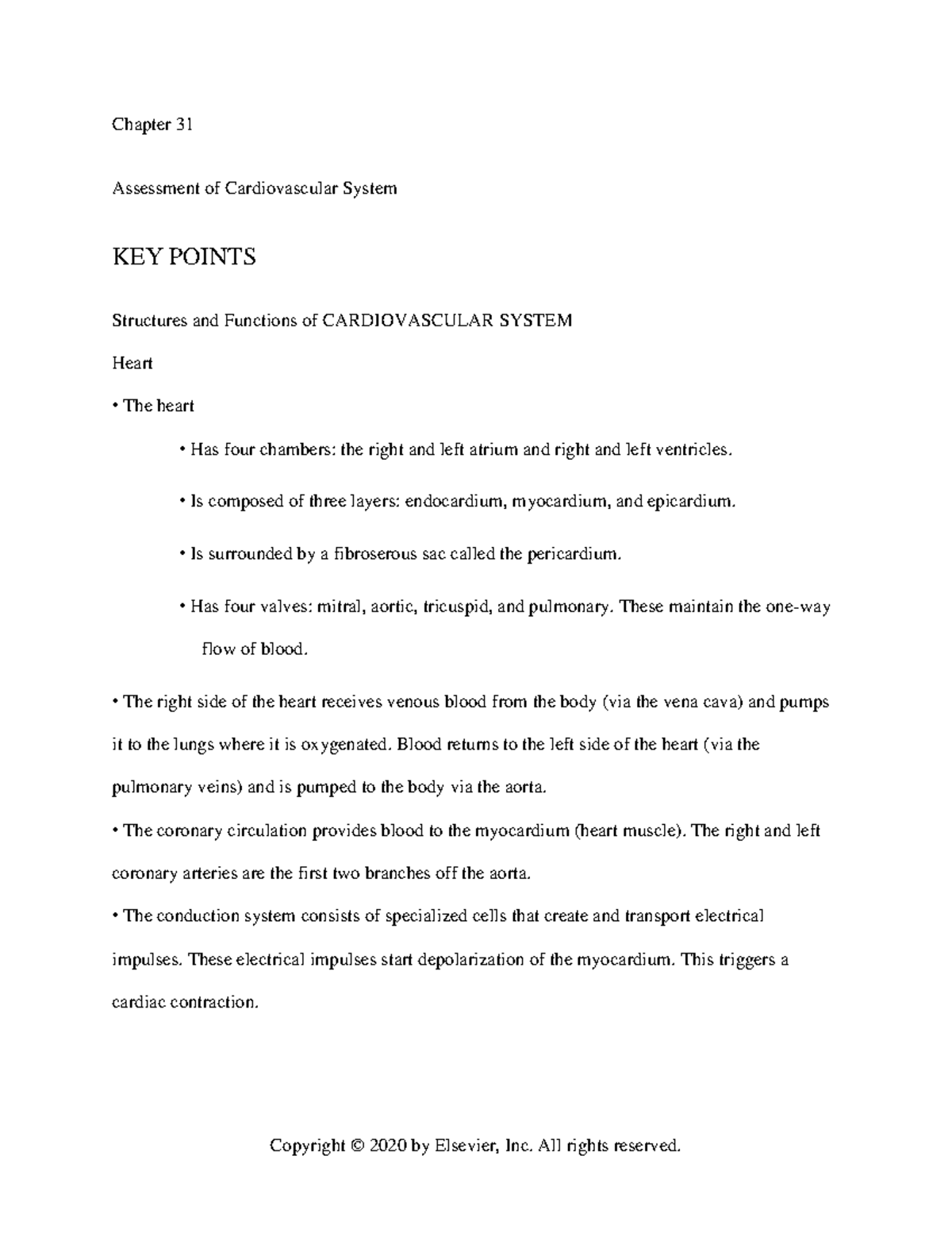 AH Chapter 031 Key Points - Chapter 31 Assessment Of Cardiovascular ...