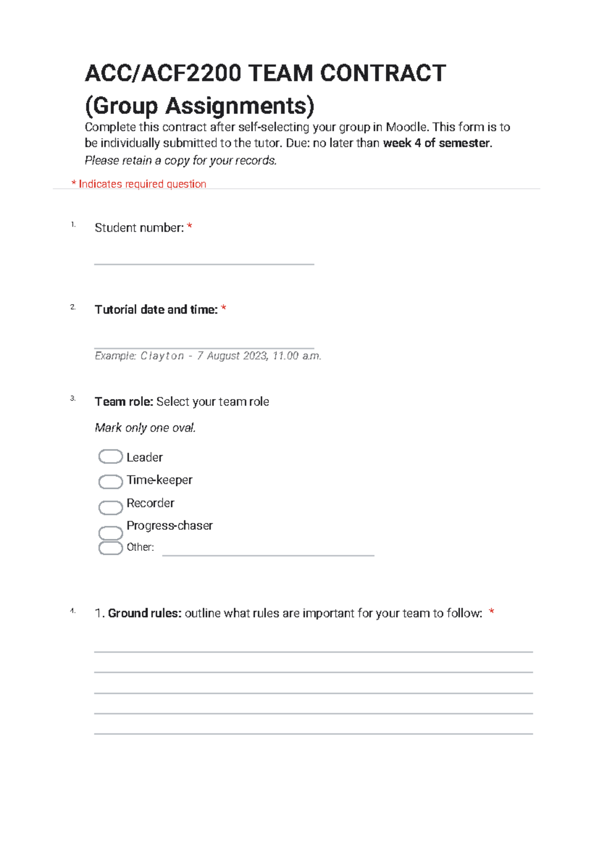MA Team contract for group assignments - ACC/ACF2200 TEAM CONTRACT ...