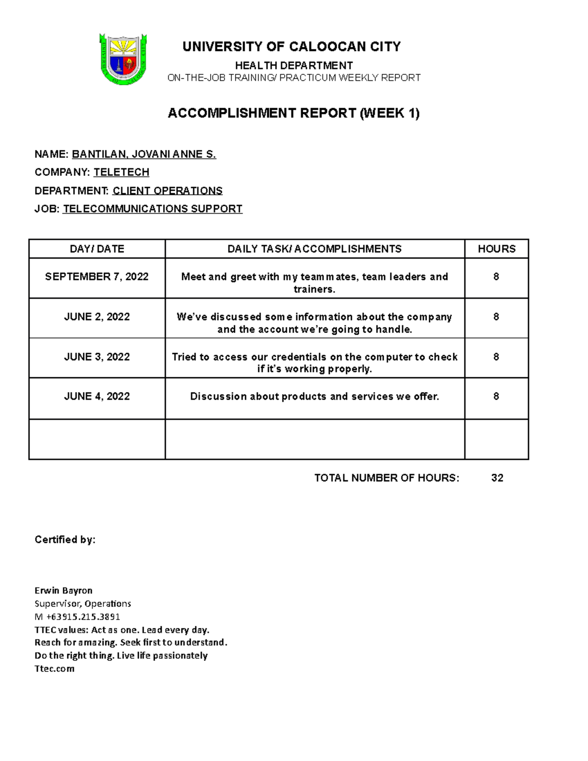 UNIVERSITY OF CALOOCAN CITY HEALTH