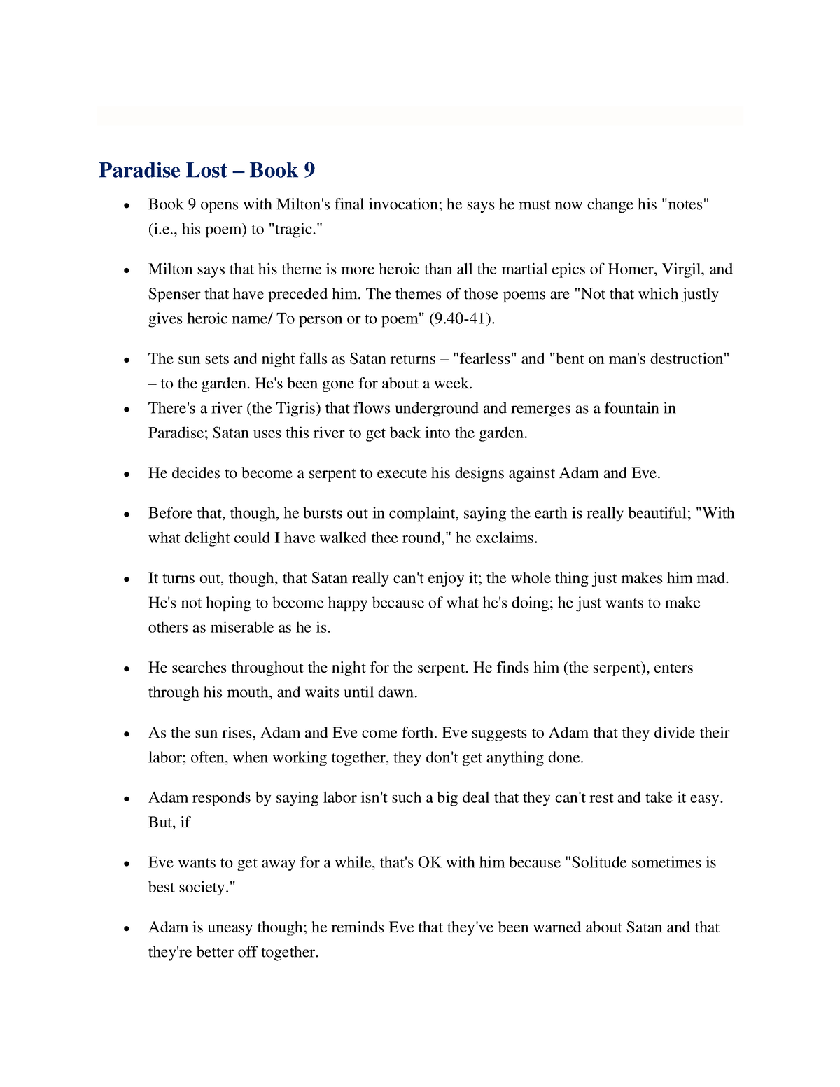 S3 B.L Paradise Lost 9 Summary - Paradise Lost – Book 9 Book 9 Opens ...