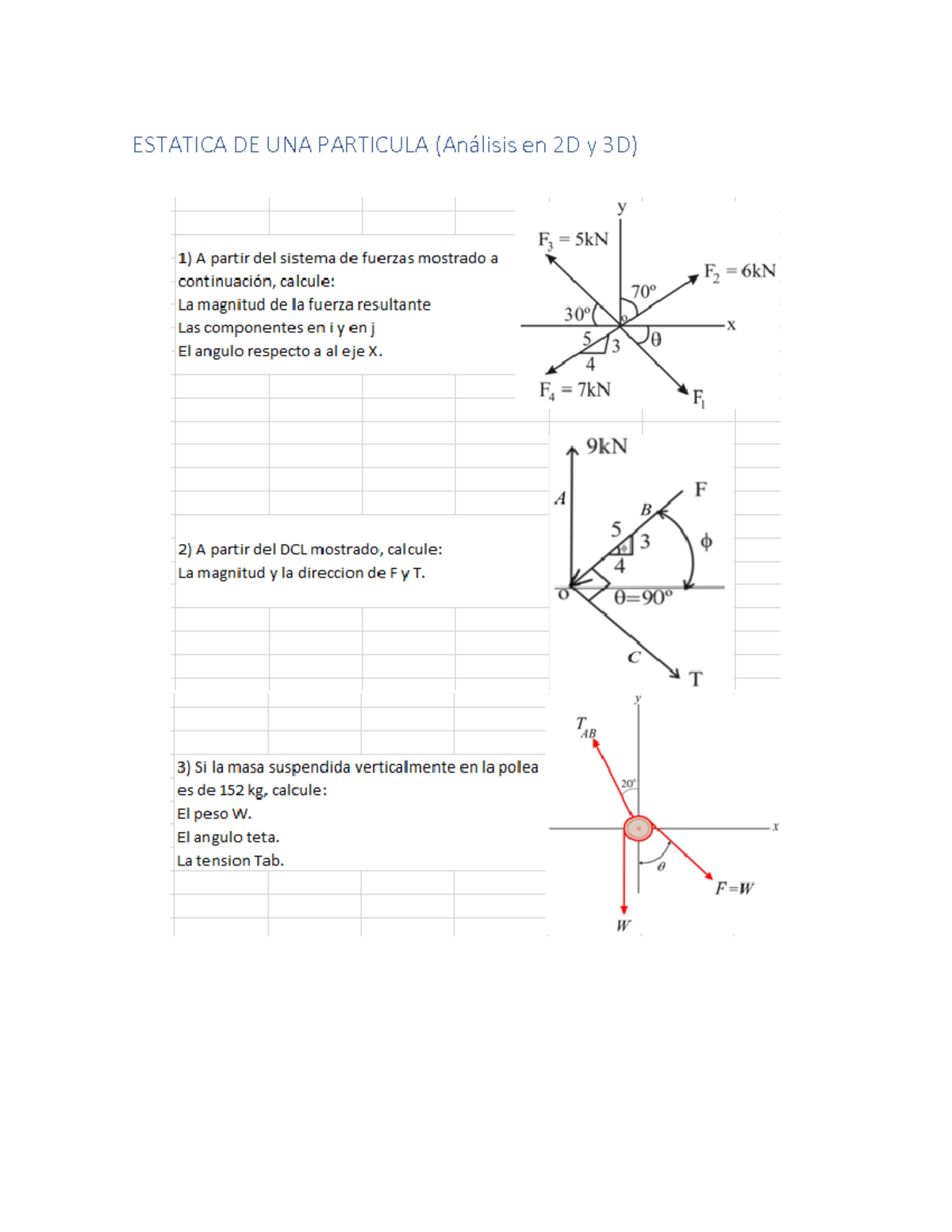 Ejercicios Resueltos-estatica De Una Particula En 2 Y 3D - ESTATICA ...