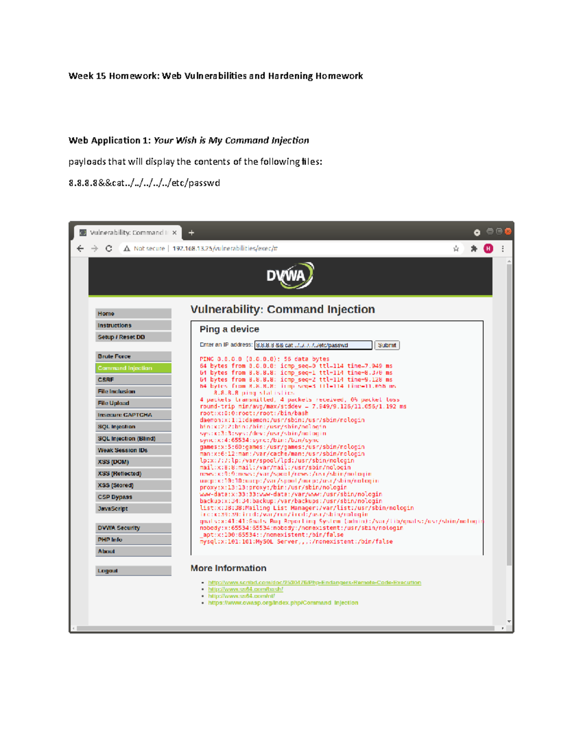 unit 15 homework web vulnerabilities and hardening