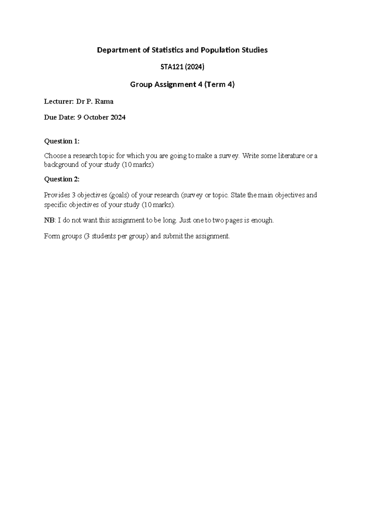 Assignment 4 2024 RAMA - wwww - Department of Statistics and Population ...