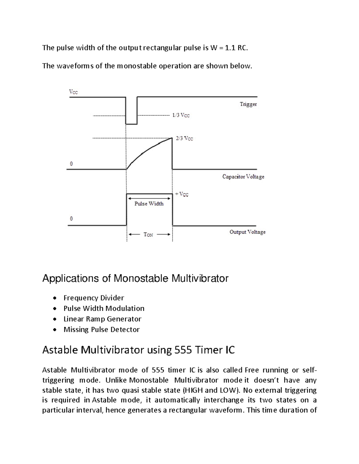 34 - Applications of Monostable Multivibrator - The pulse width of the ...