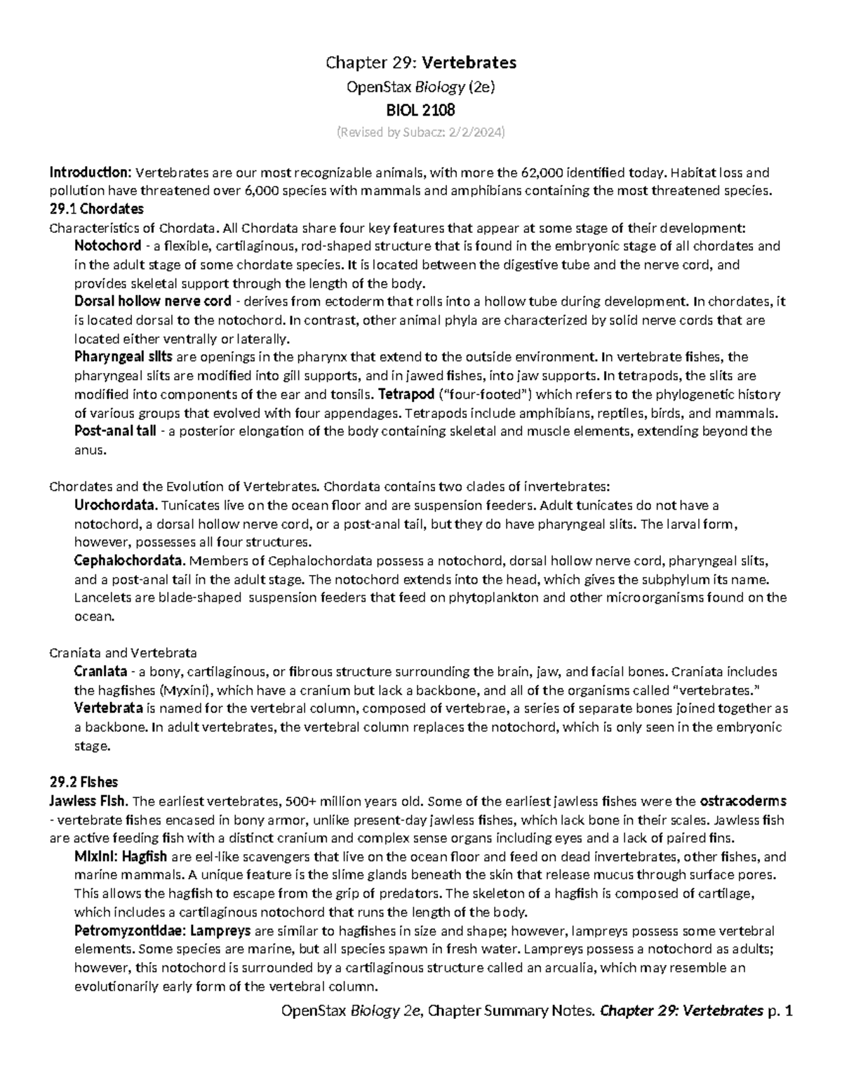 Chp29 - open stax notes - OpenStax Biology (2e) BIOL 2108 (Revised by ...