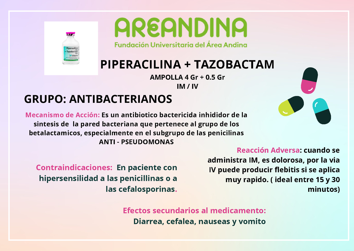 Tarjeta DE Medicamentos - PIPERACILINA + TAZOBACTAM AMPOLLA 4 Gr + 0 Gr ...