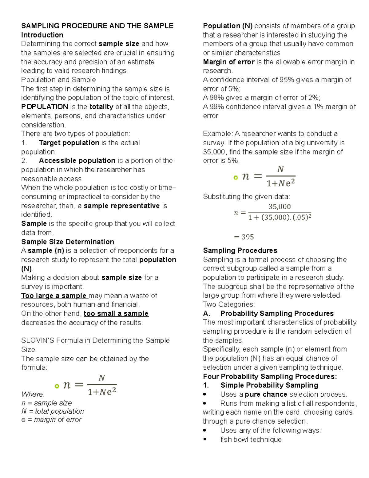 Sampling Procedure AND THE Sample - SAMPLING PROCEDURE AND THE SAMPLE ...