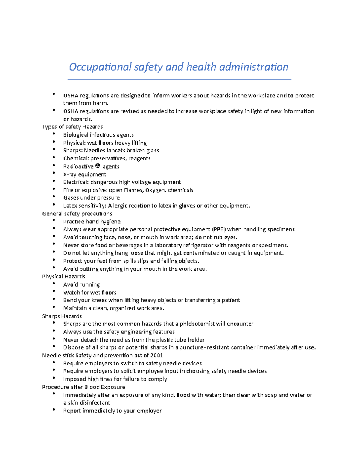 What Are Examples Of Issues It Deals With Occupational Safety And ...