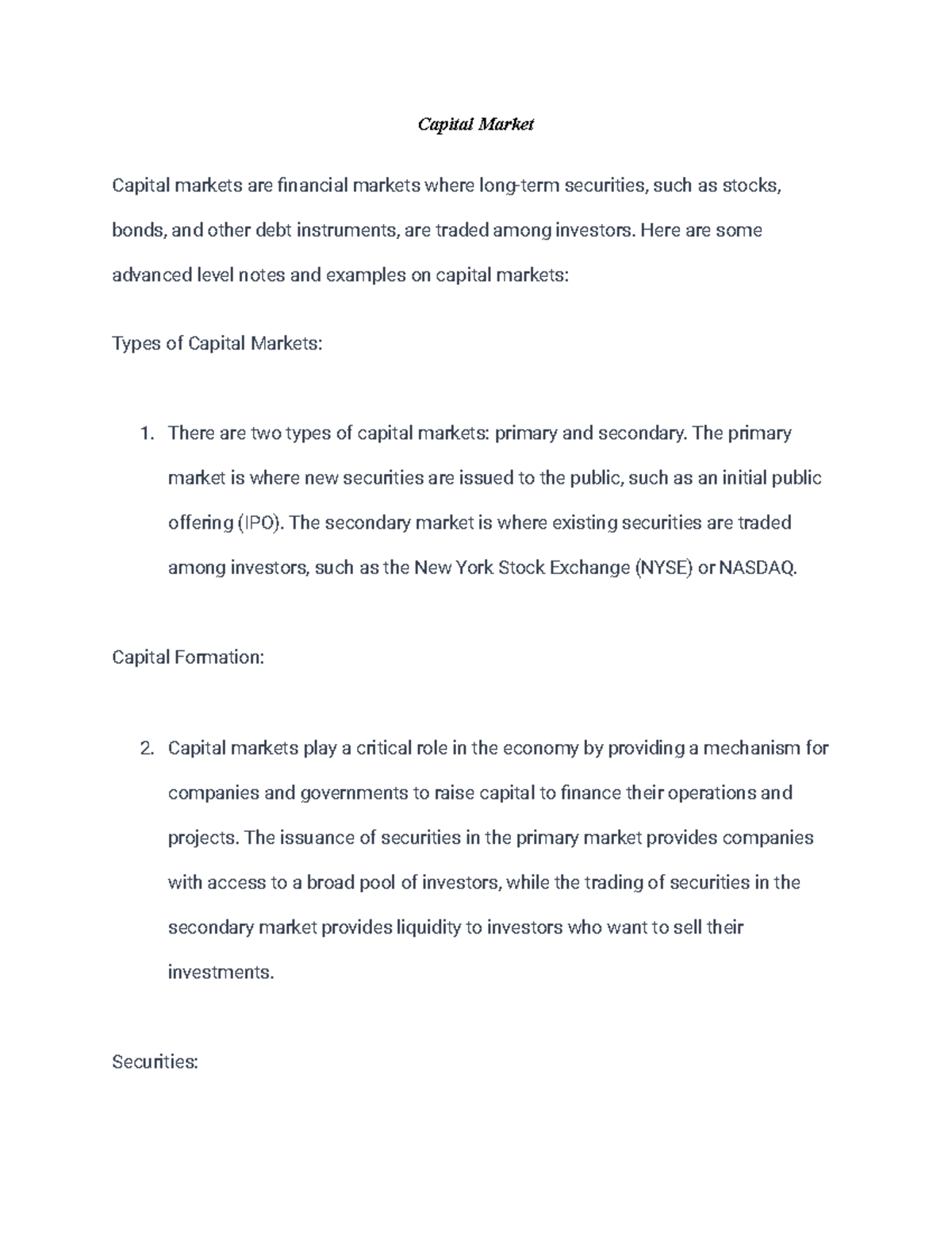 dissertation topics capital market