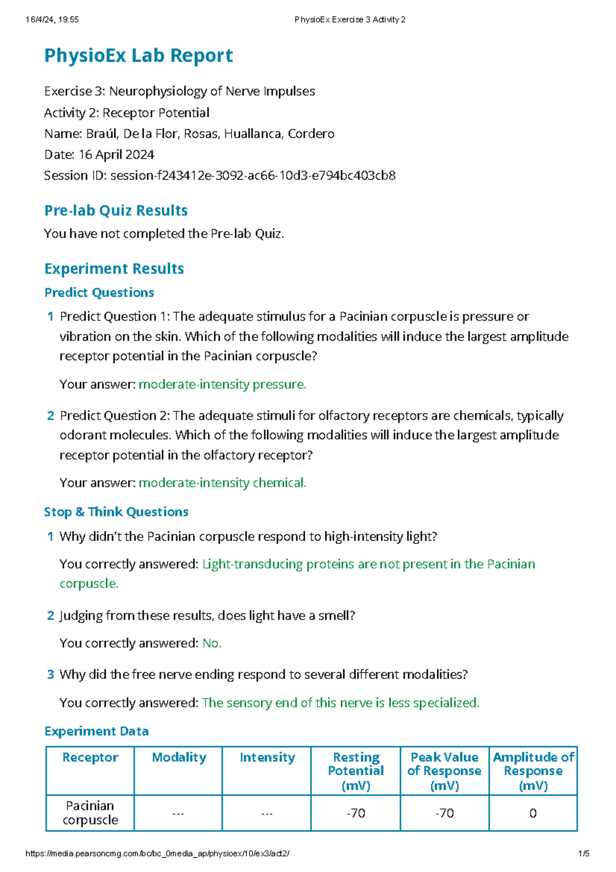 Physio Ex Exercise 3 Activity 2 - PhysioEx Lab Report Exercise 3 ...