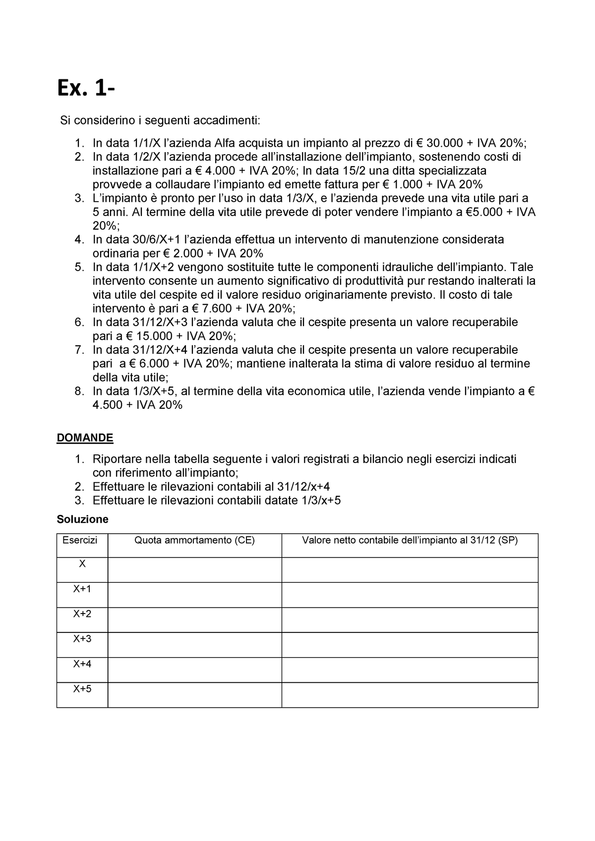 Esercitazione 2 Anno Di Corso 2019 - Ex. 1- Si Considerino I Seguenti ...