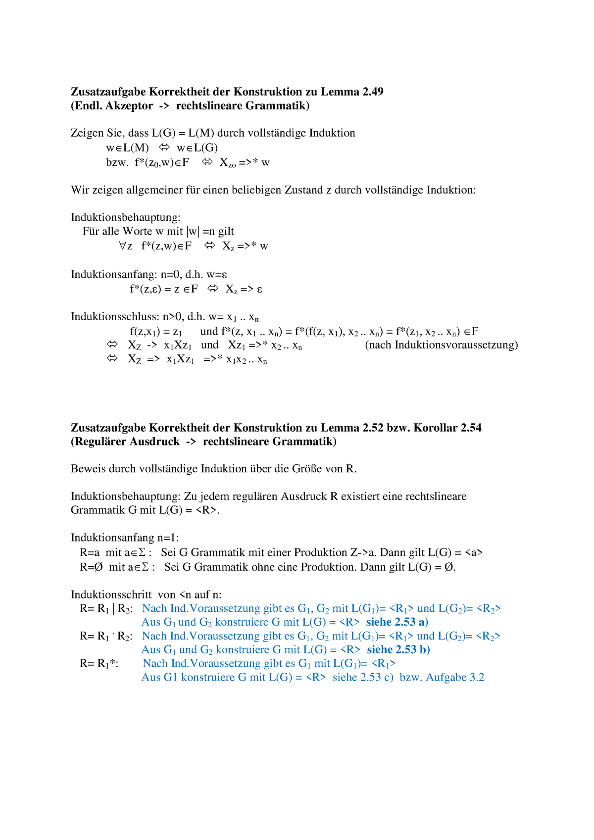 Theoretische Informatik 3 Aufgabe Korrektheit Losung Studocu