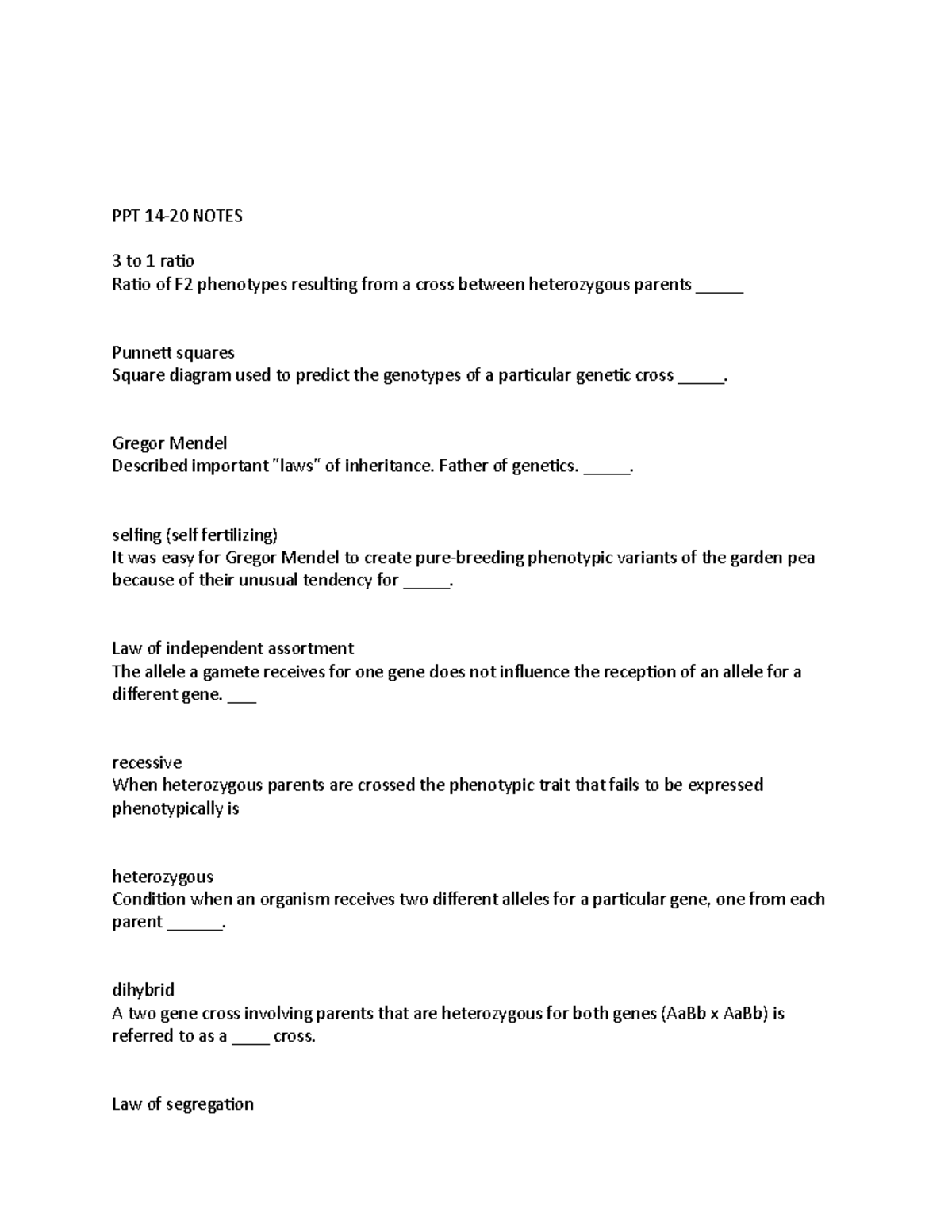 ppt-14-20-notes-ppt-14-20-notes-3-to-1-ratio-ratio-of-f2-phenotypes