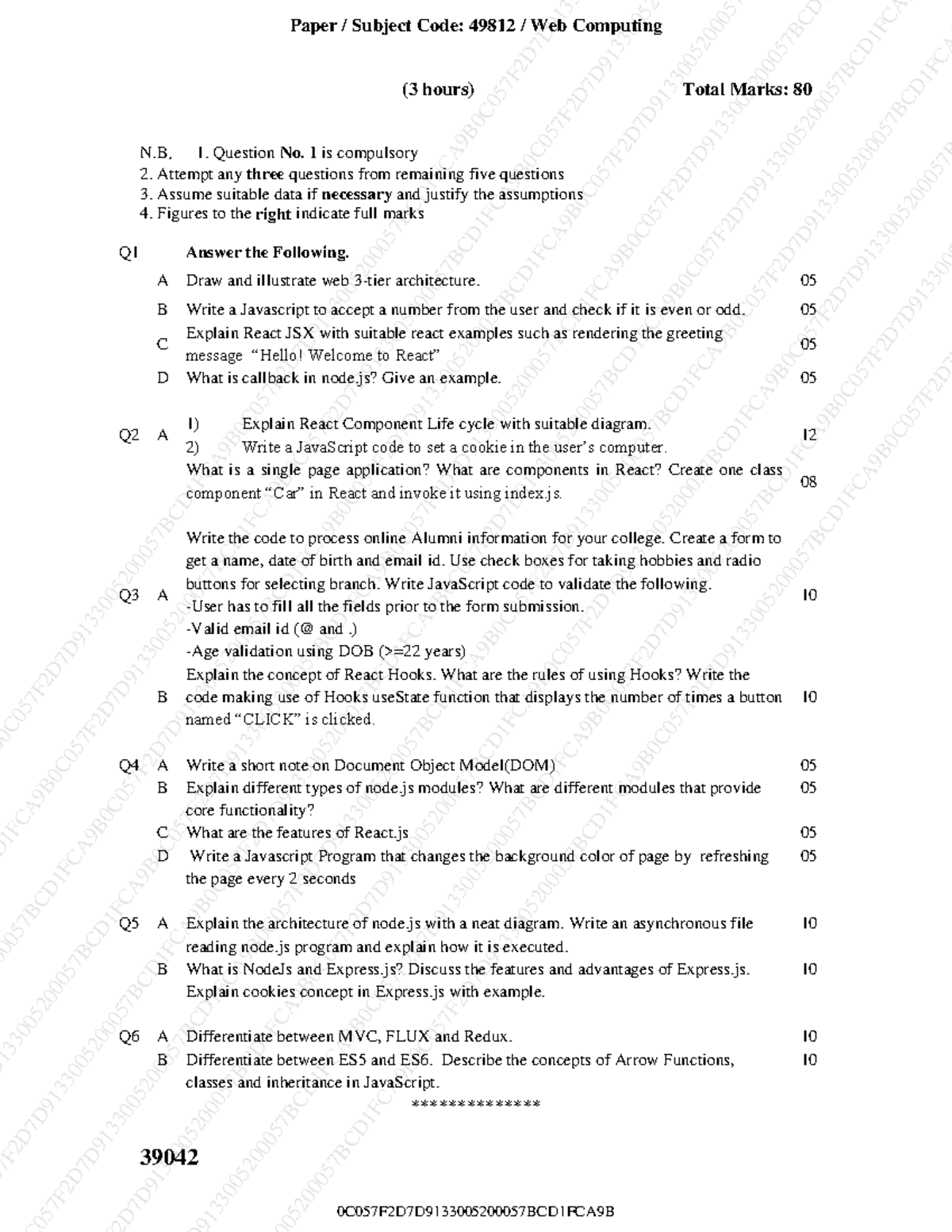 WC DEC 23 - tgthy - 39042 (3 hours) Total Marks: 80 N. 1. Question No ...