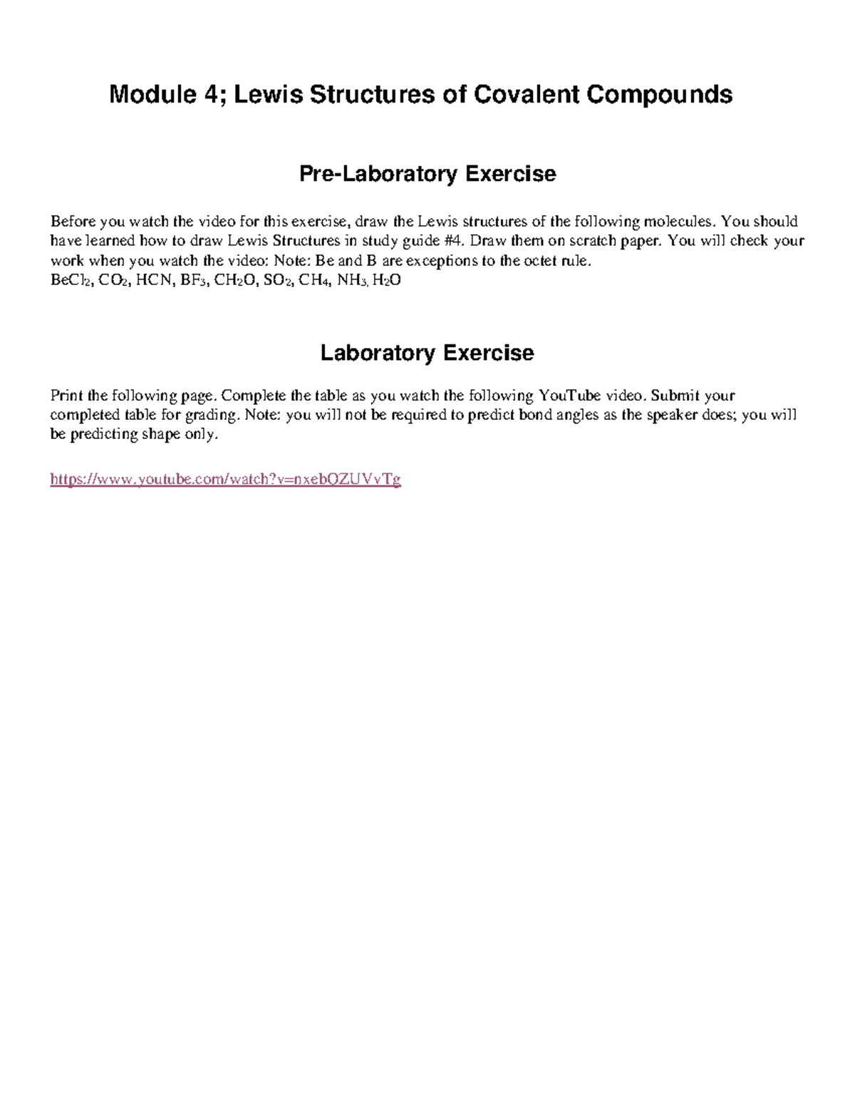 Module 4 lewis structure of covalent compounds - Module 4; Lewis ...