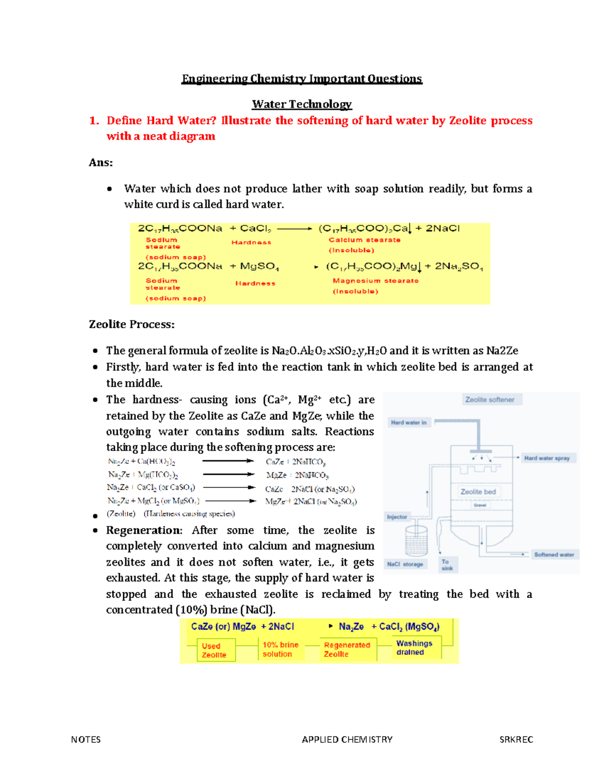 Important Questions and Answers Engineering Chemistry Important
