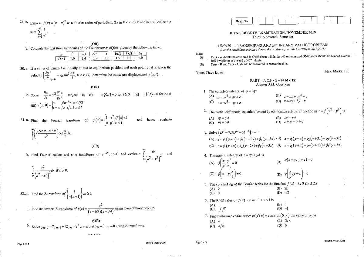 21MAB201TSAMPLEPAPER - transform and boundary value theorem - Studocu