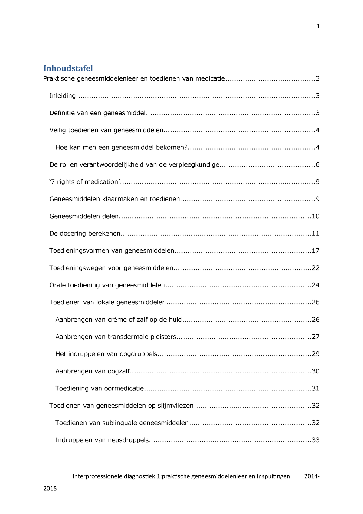 Samenvatting Cursus Praktische Geneesmiddelenleer Inspuitingen