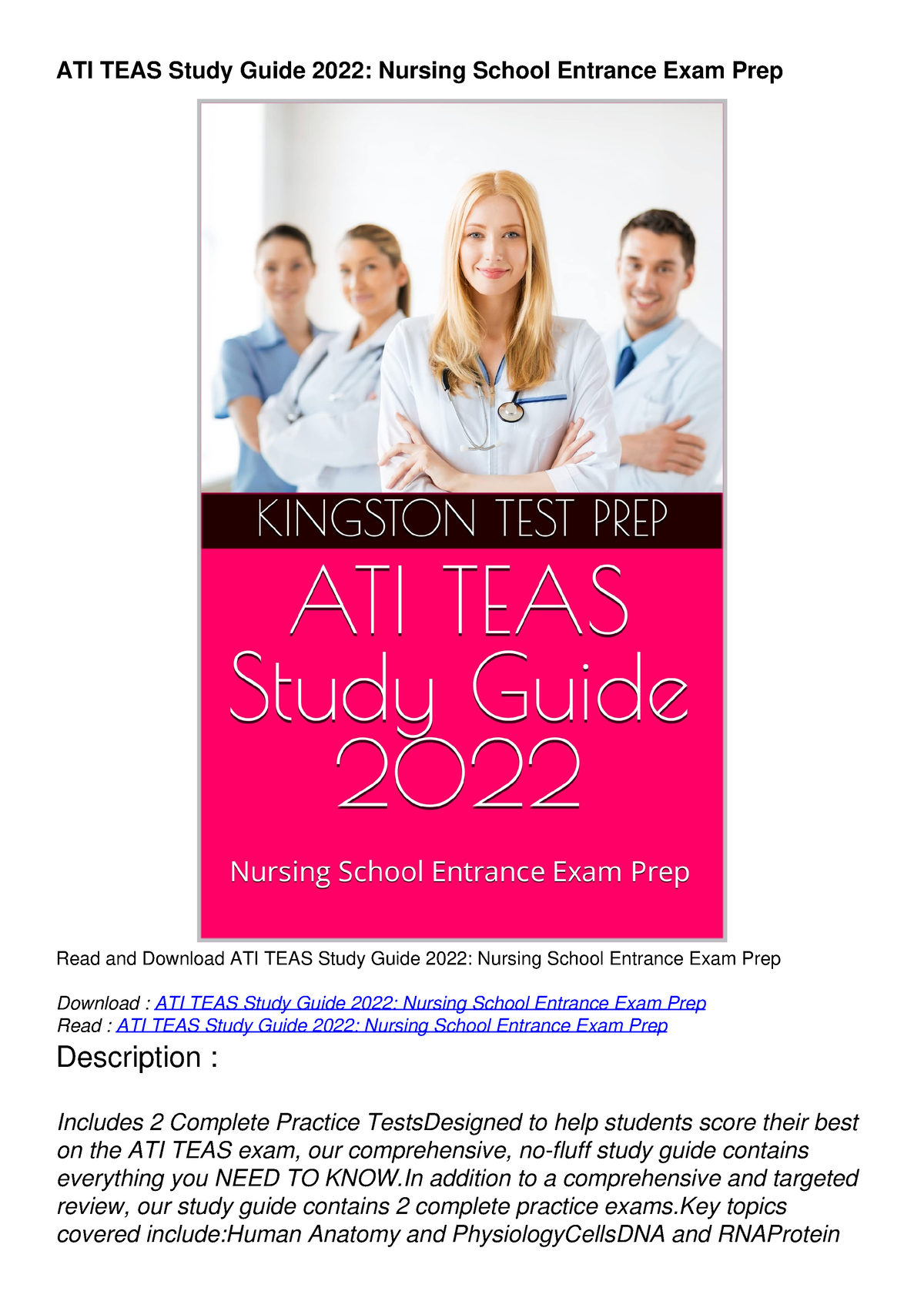 PDF READ ATI TEAS Study Guide 2022 Nursing School Entrance Exam Prep 