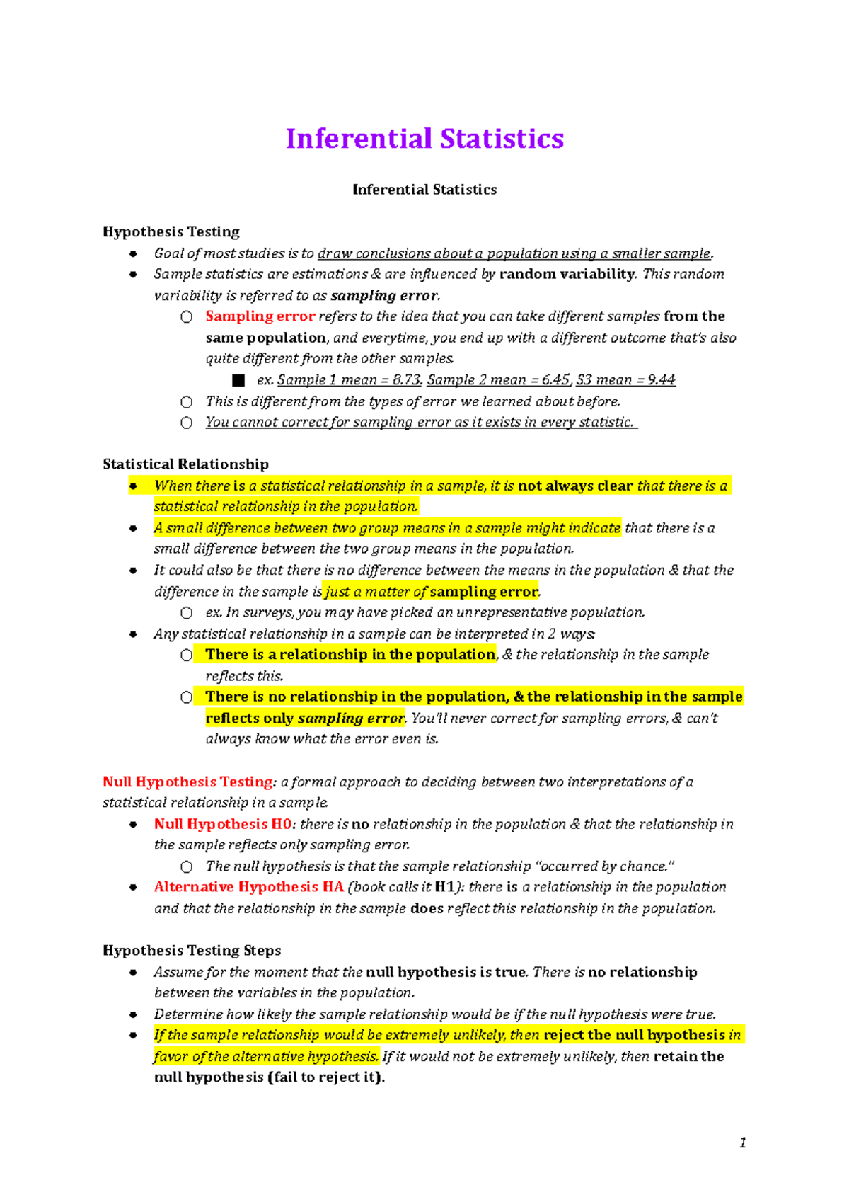 Week 11 - Lecture Notes - Inferential Statistics Inferential Statistics ...
