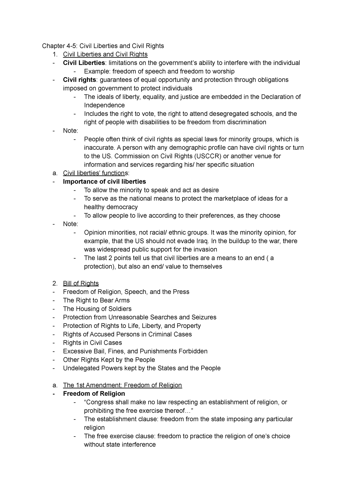 POSC 100 Chap 4-5 - POSC 100 Chap 4-5 Notes - Chapter 4-5: Civil ...