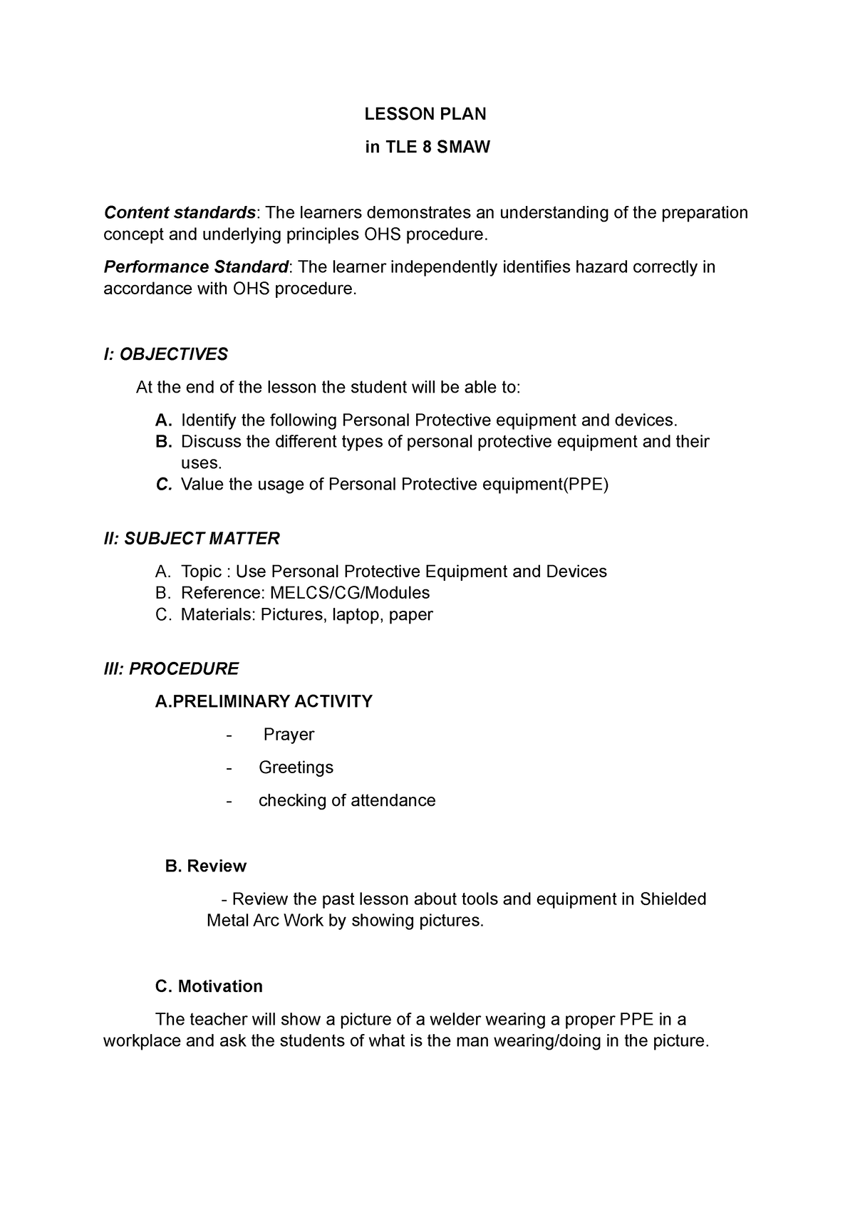 Lesson-plan-smaw2 - Lesson Plan - Lesson Plan In Tle 8 Smaw Content 