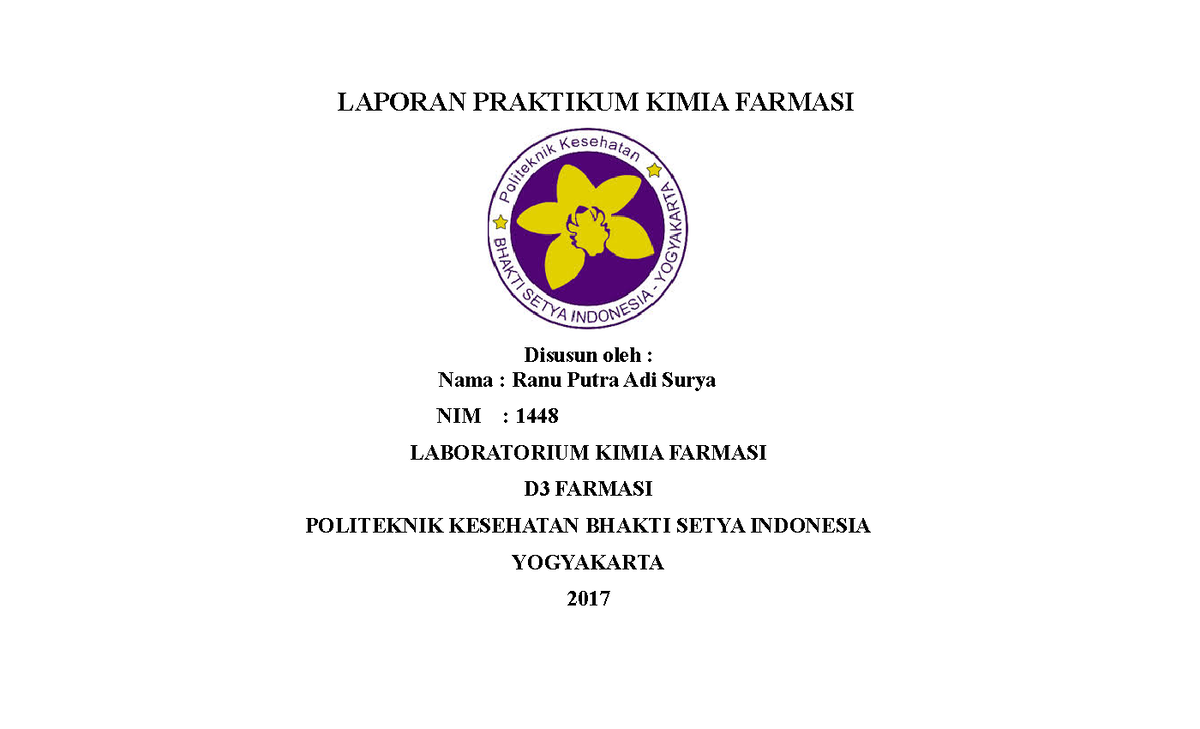 Laporan Praktikum Kimia Farmasi - LAPORAN PRAKTIKUM KIMIA FARMASI ...