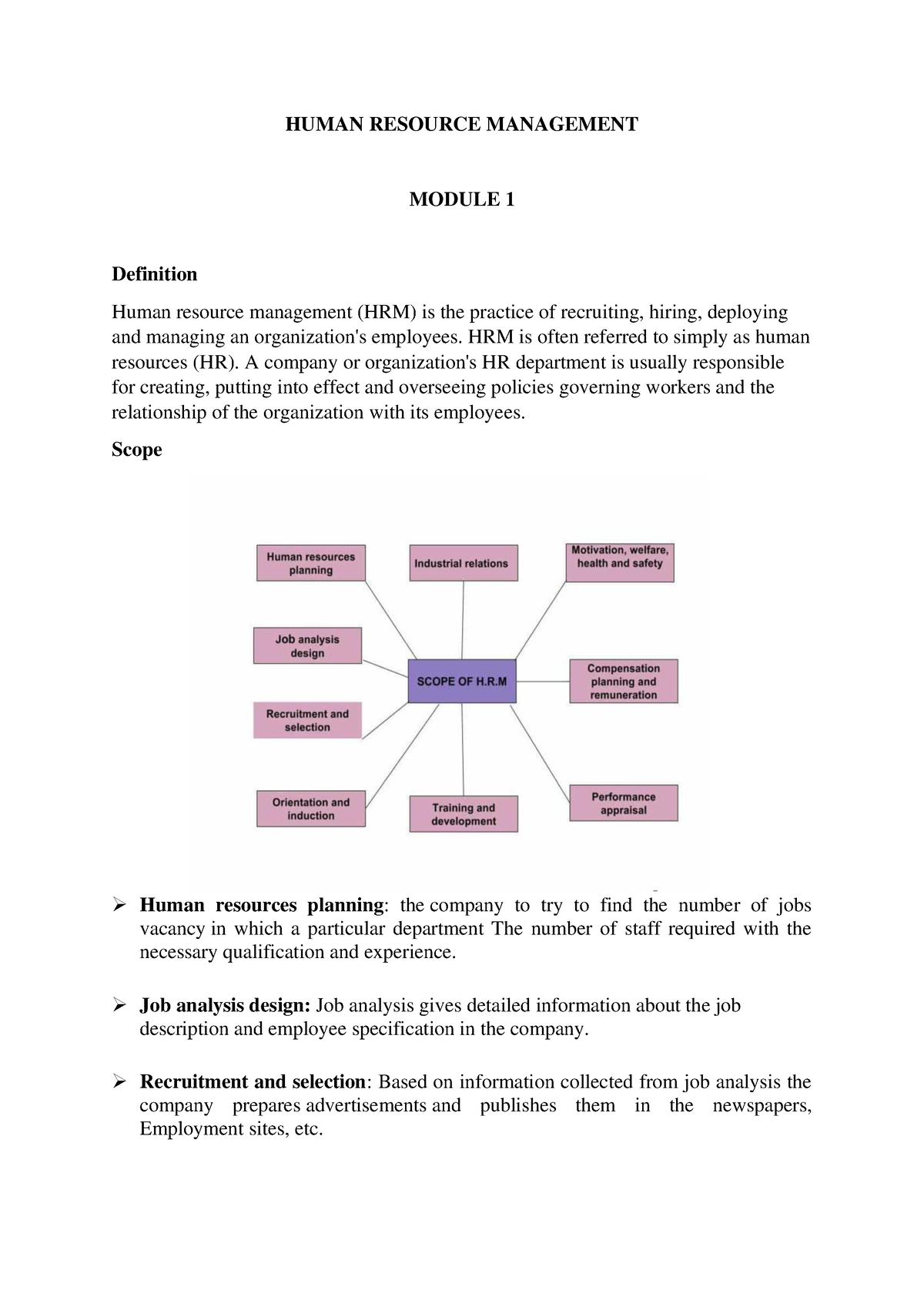 Human Resource Management - HUMAN RESOURCE MANAGEMENT MODULE 1 ...