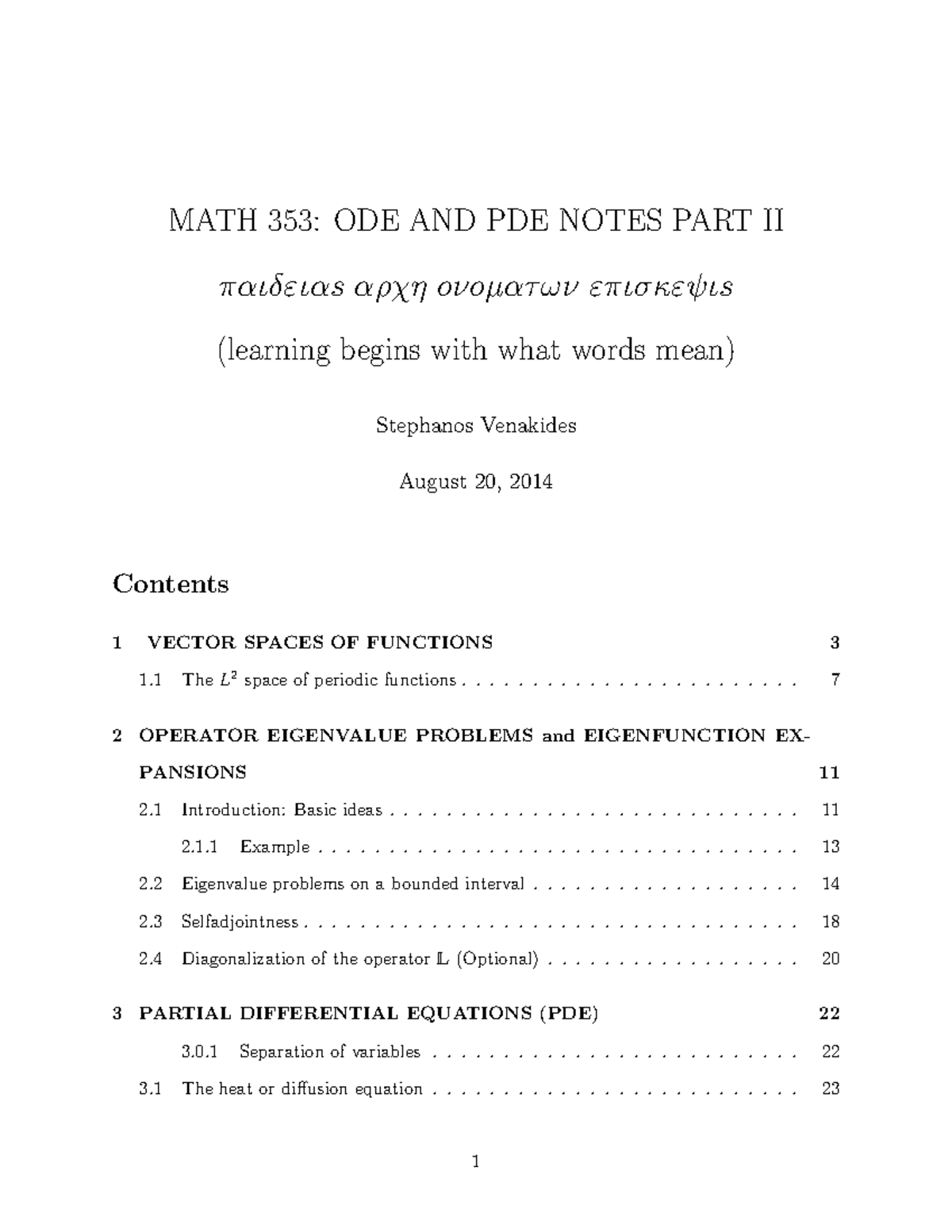 Summary - Summary Of PDEs - MATH 353: ODE AND PDE NOTES PART II ...