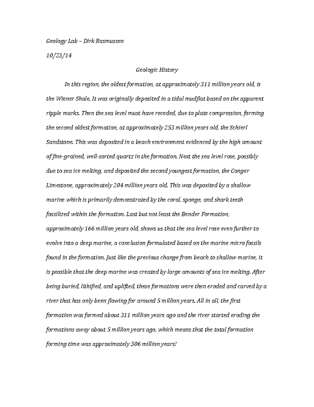 geology college essay