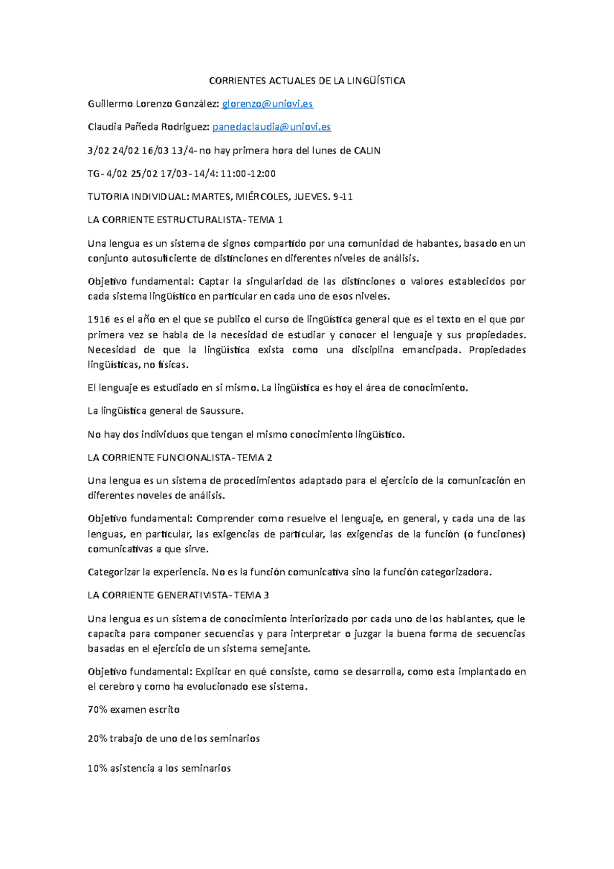 Corrientes Actuales TEMA 1 - CORRIENTES ACTUALES DE LA LINGÜÍSTICA ...