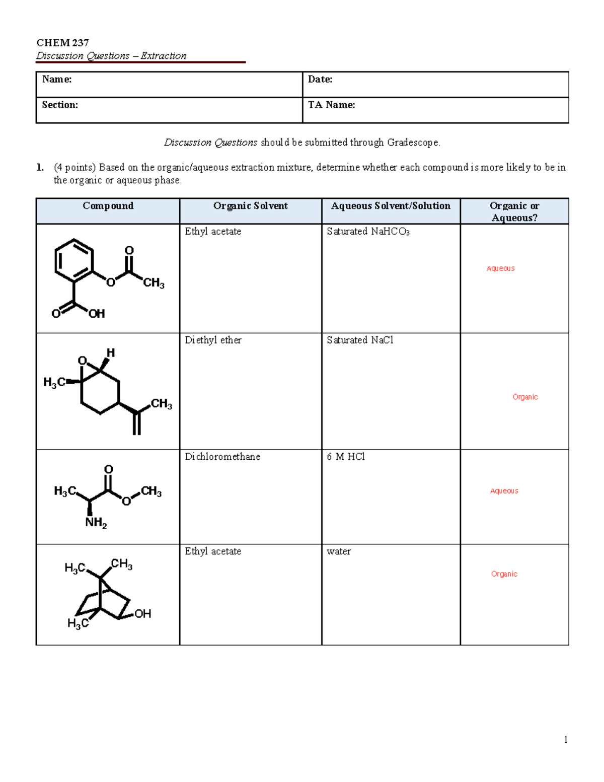 Extraction discussion questions v3 CHEM 2 37 Discussion Questions