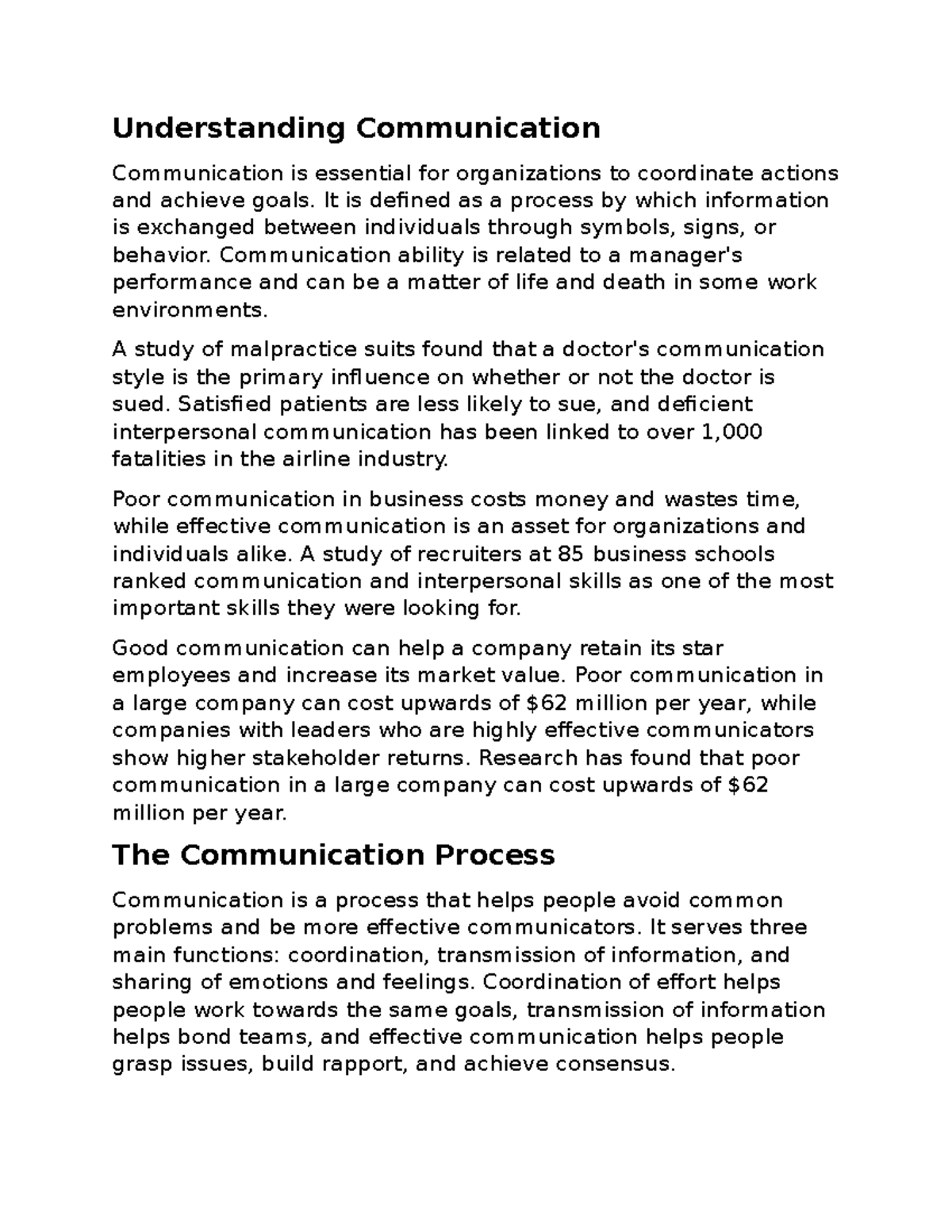 BUS 210 Module 6 Notes - Understanding Communication Communication Is ...