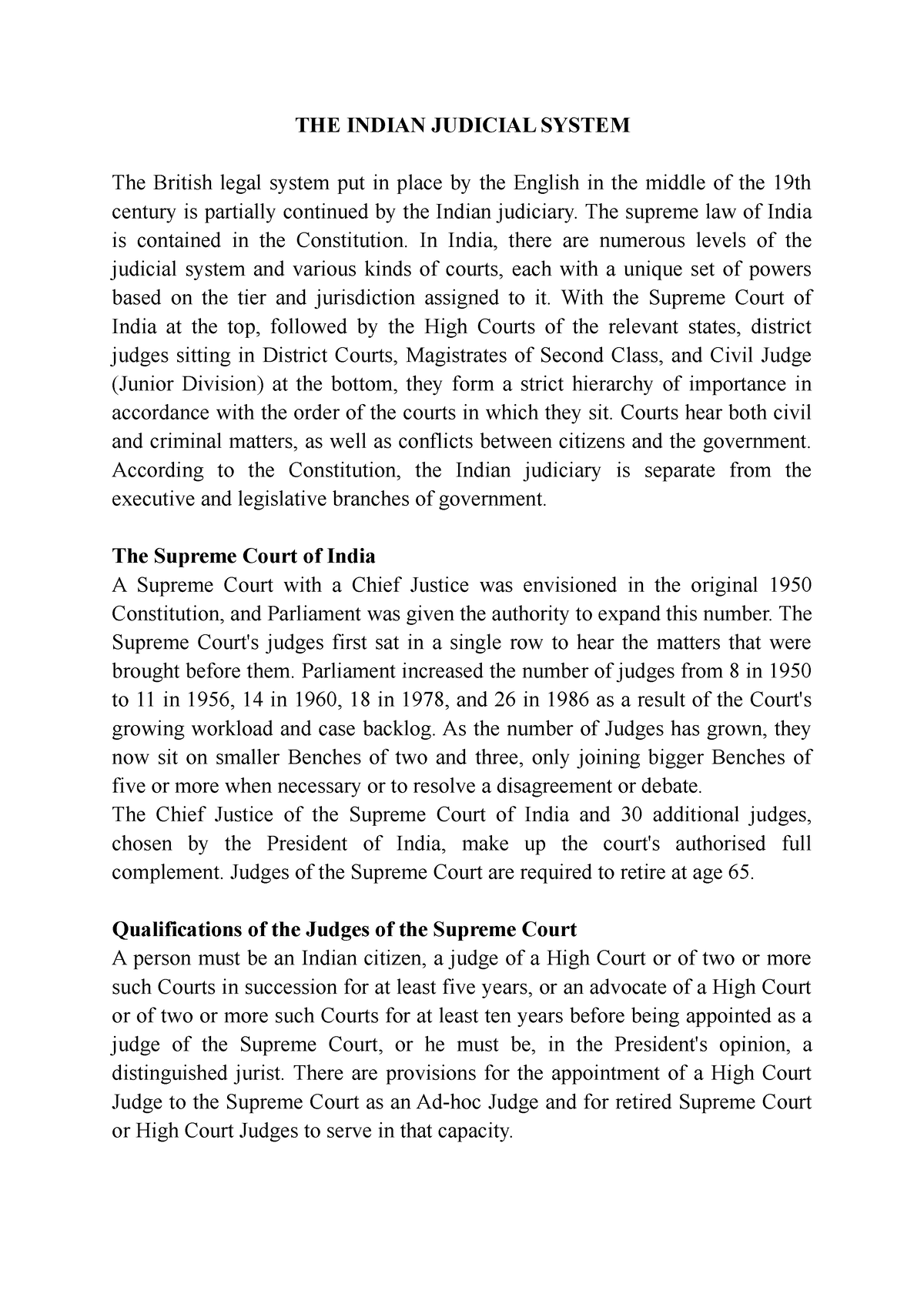 essay on indian judicial system