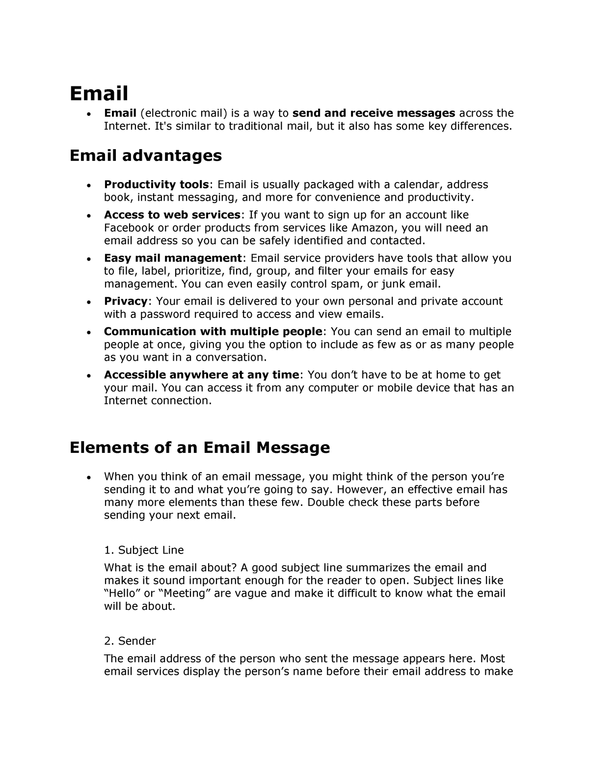 Mail merge - activities - Email Email (electronic mail) is a way to ...