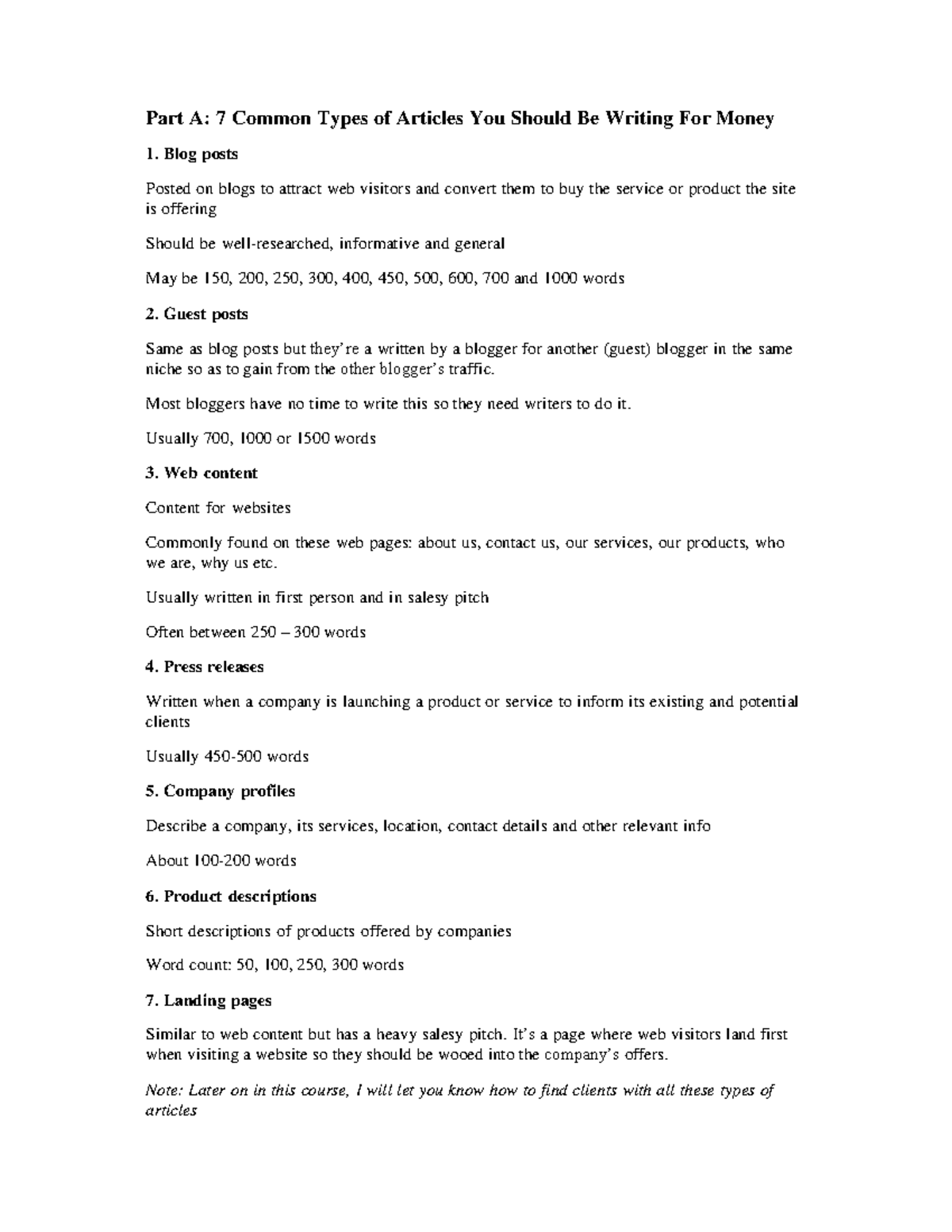 Lesson 1 - The 7 Common Types of Articles You Should Be Writing For ...