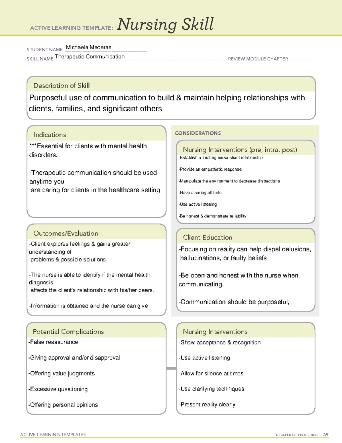 Therapeutic Communication - ACTIVE LEARNING TEMPLATES THERAPEUTIC ...