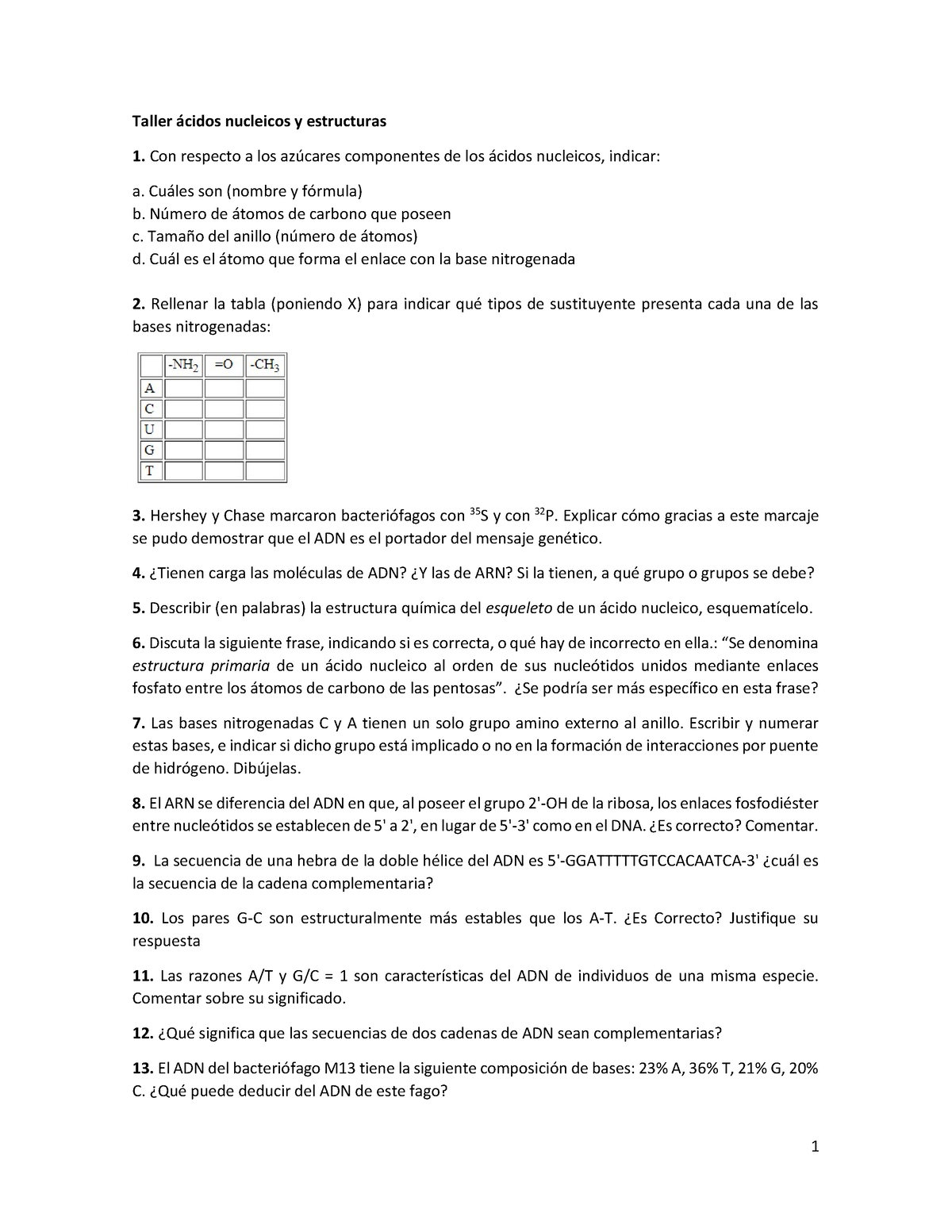 Taller ácidos Nucleicos 01 2022 Resuelto - Taller ácidos Nucleicos Y ...