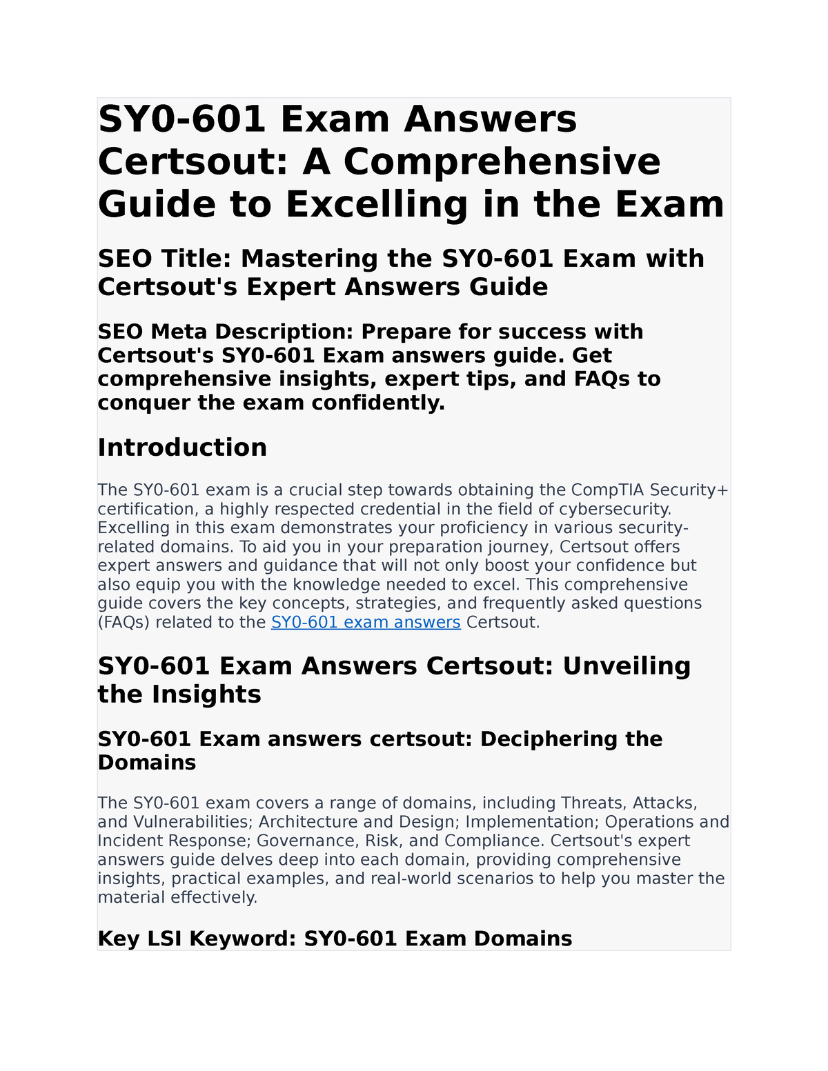 SY0-601 Exam Answers Certsout - SY0-601 Exam Answers Certsout: A ...