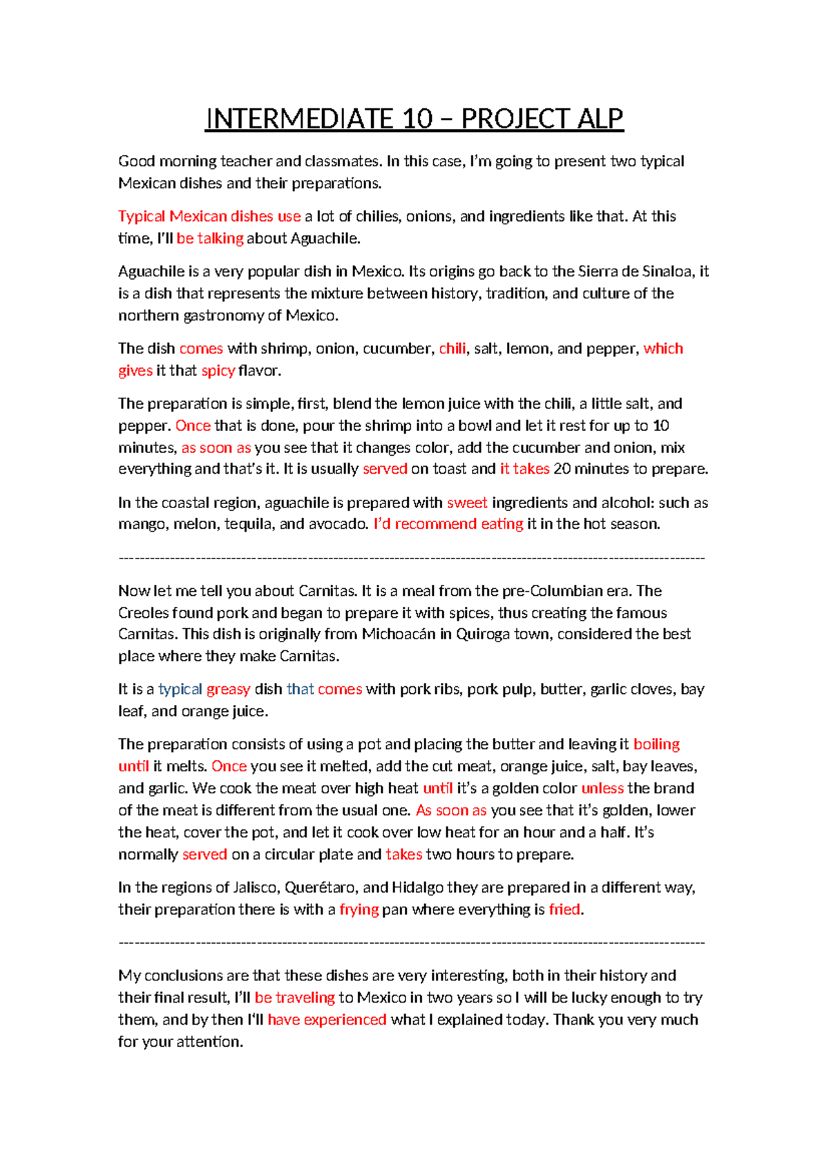 Script - Project - I10 - INTERMEDIATE 10 – PROJECT ALP Good morning ...