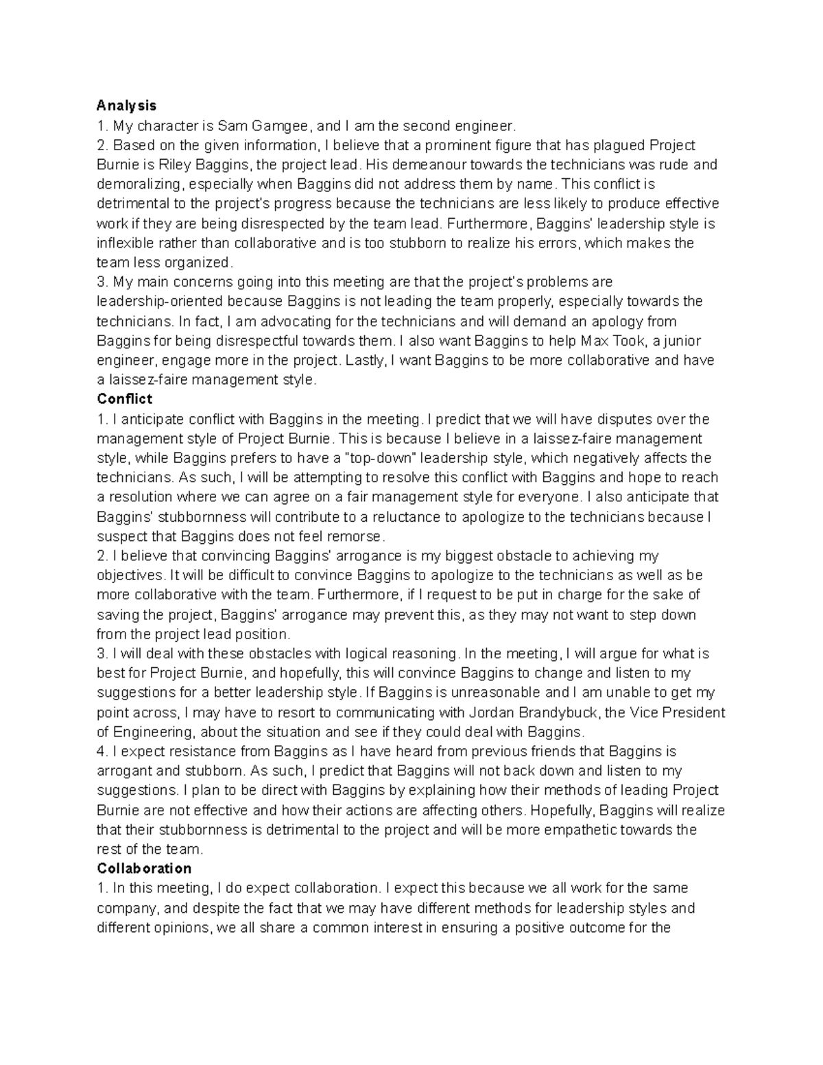 Major Assignment 5 - n/a - Analysis My character is Sam Gamgee, and I ...