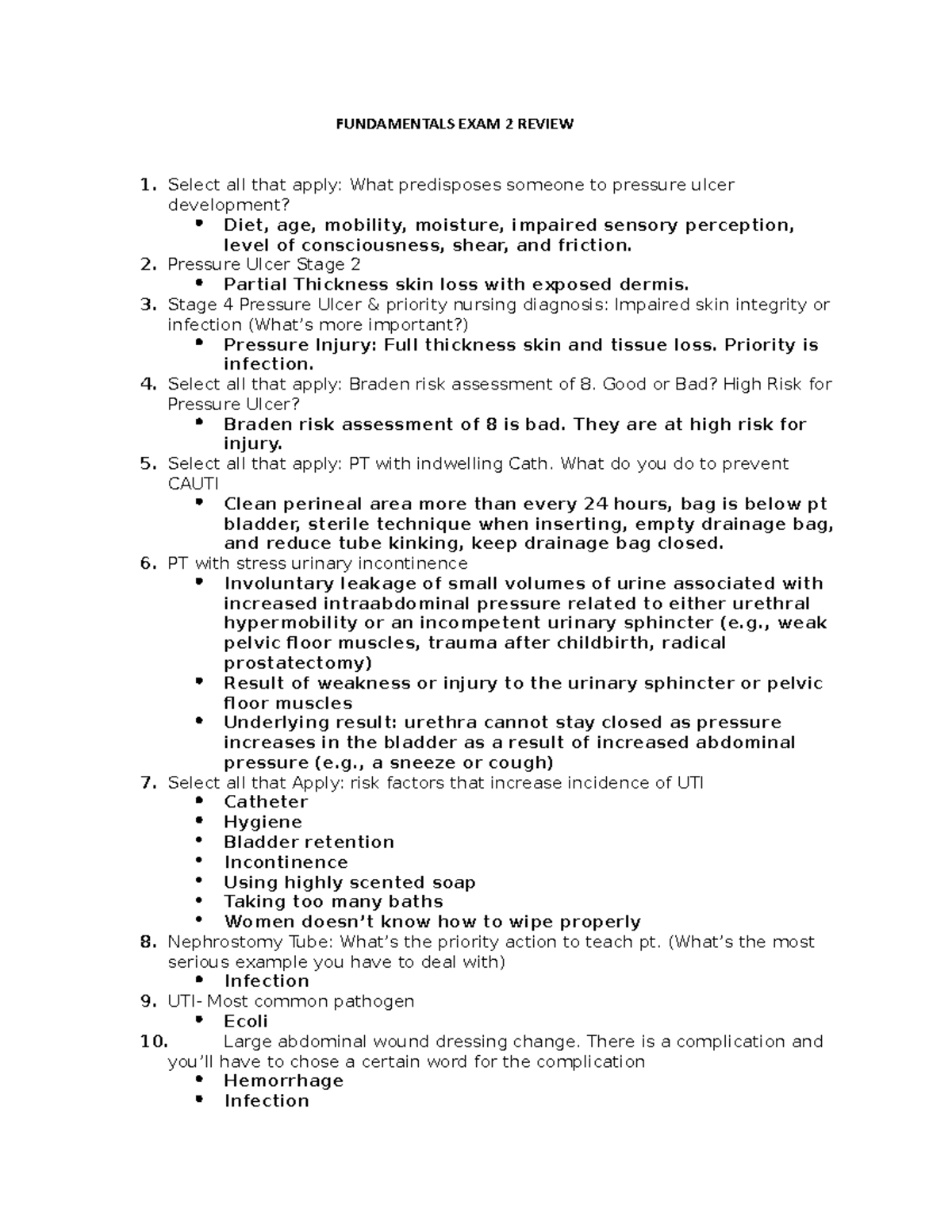 Funds Exam 2 Review Exam 2 Study Guide Fundamentals Exam 2 Review