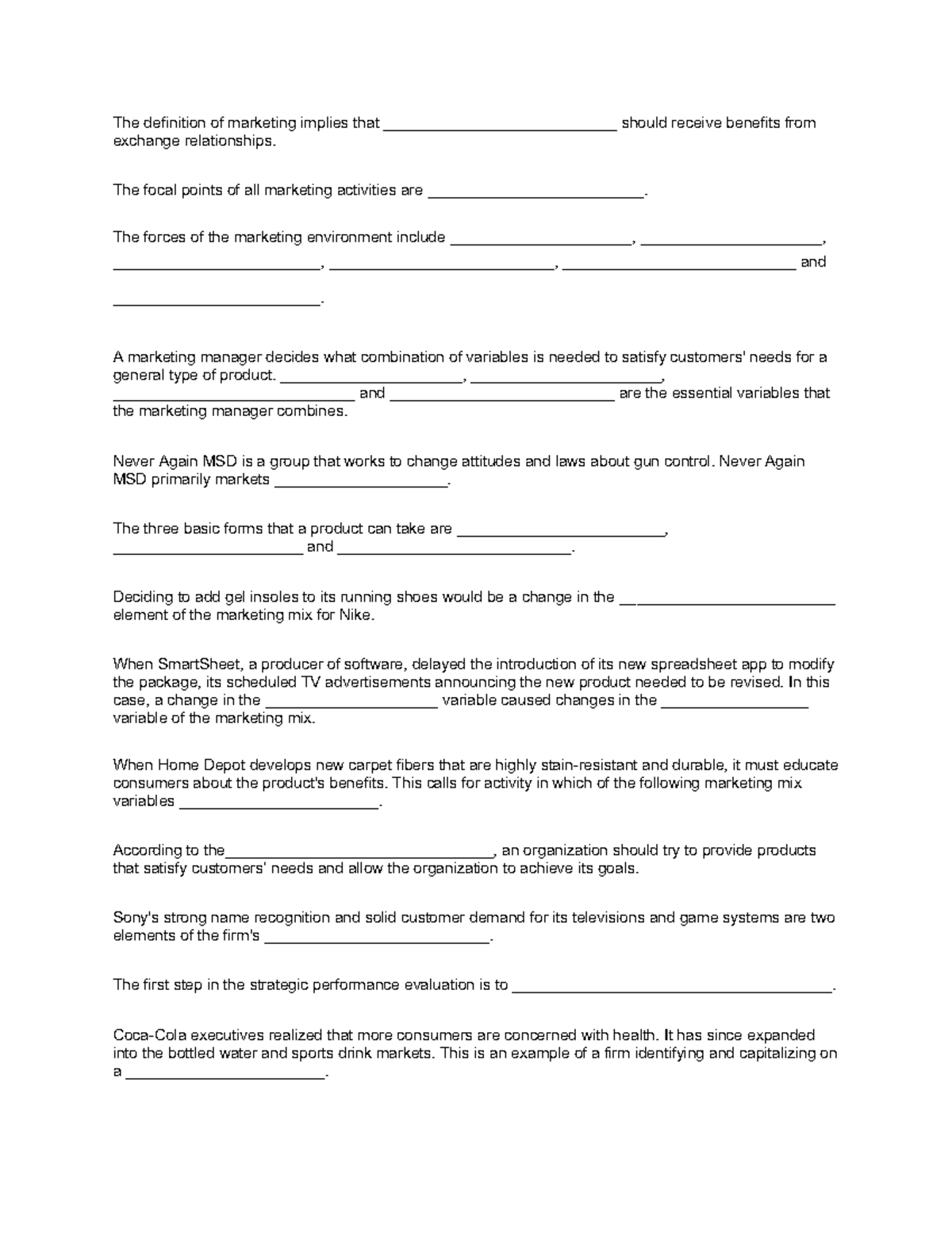 MKT 300 Module 1 Study Guide Spring 2023 - The definition of marketing ...