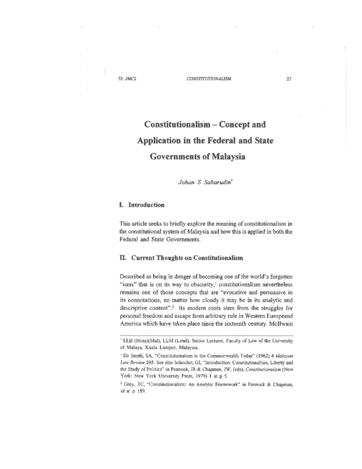 Theory of constitutionalism - Constitutional Law I - Studocu
