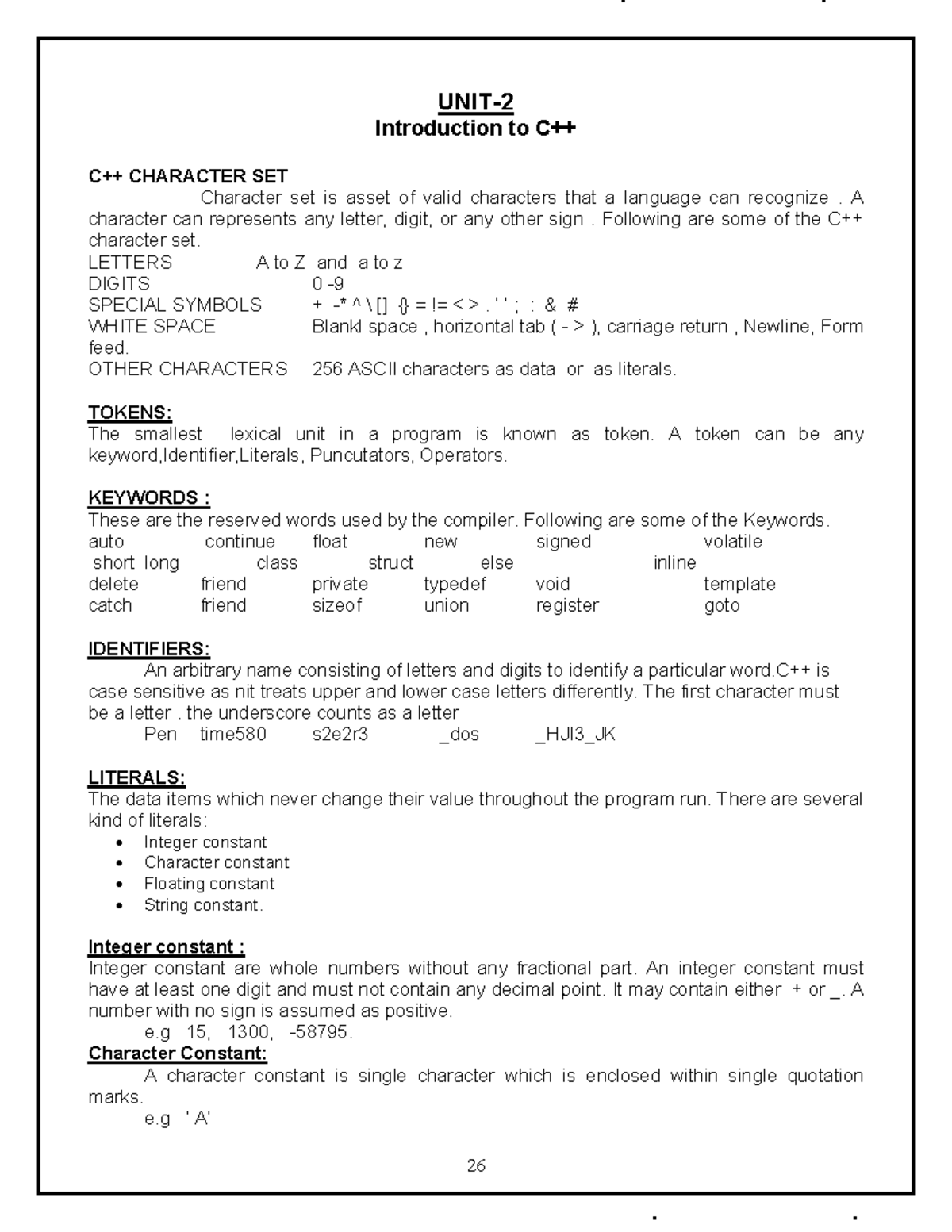 11 computer science notes ch2 introduction to CPP - NCRTSOLUTIONS UNIT ...