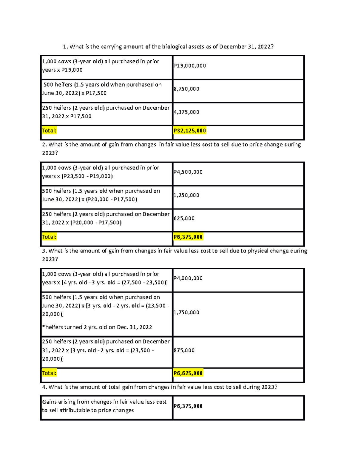 Answer to problem 16 Biological Asset What is the carrying amount of the biological assets as